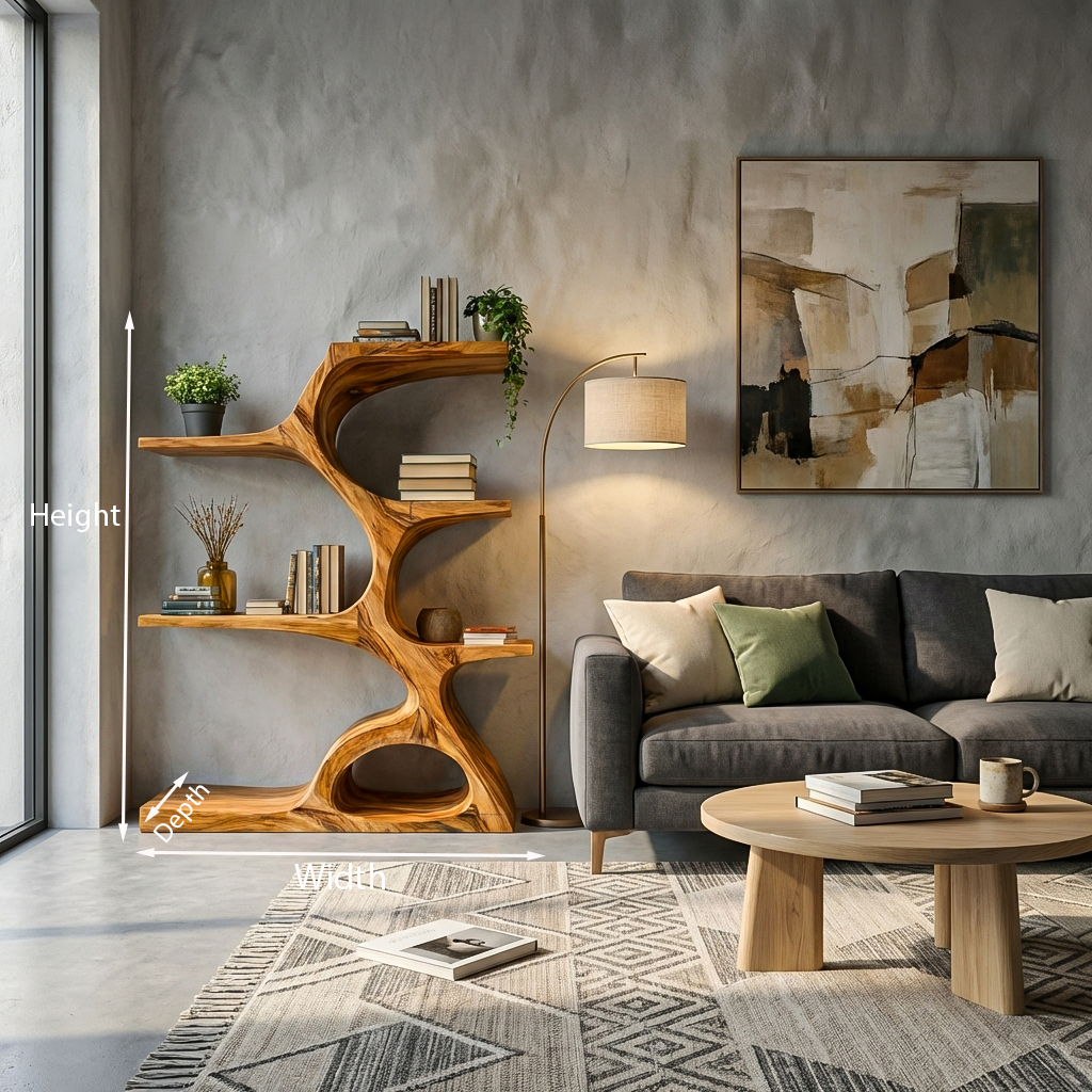 Artistic Curved Bookshelf For Contemporary Home Kitchnce