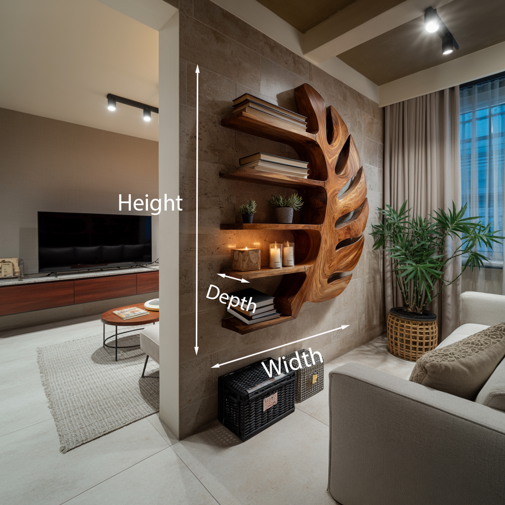 Sculptural Wood Monstera Leaf Bookshelf For Contemporary Interior Kitchnce