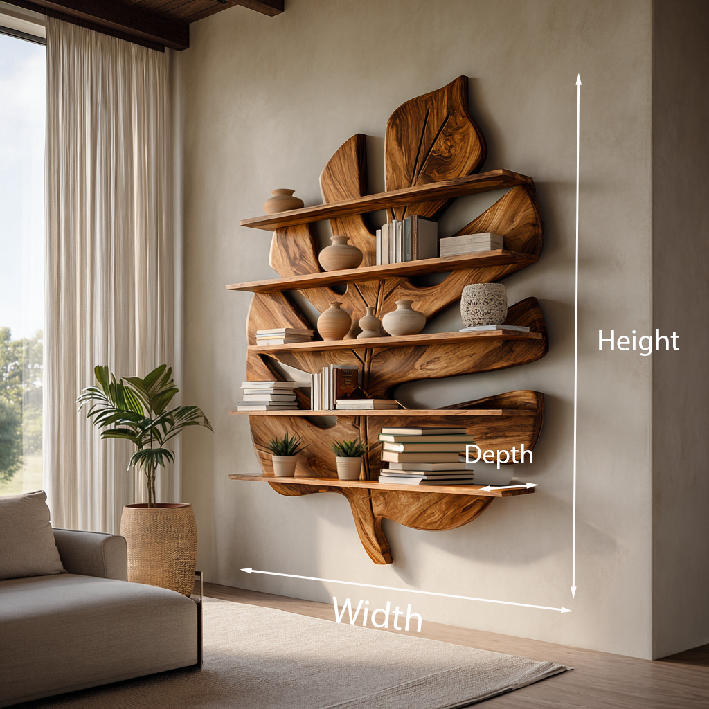 Contemporary Wooden Leaf Bookshelf For Living Room Design Kitchnce