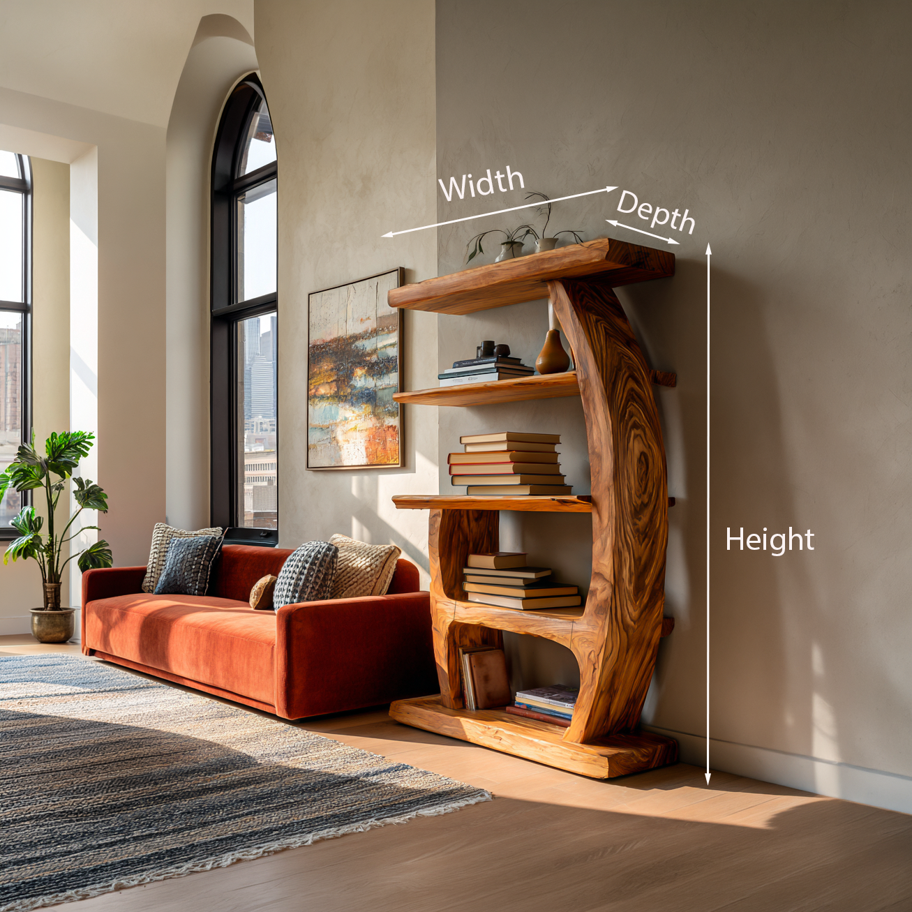 Artistic Bookshelf With Tiers For Living Room Kitchnce