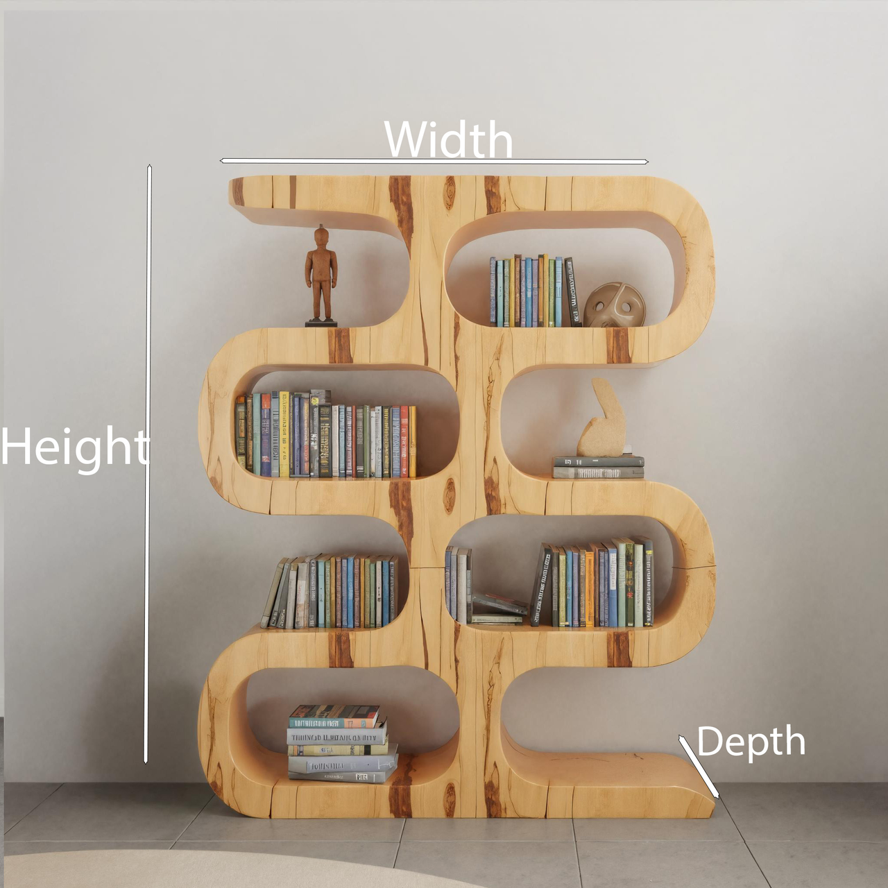 Modern Curved Bookshelf For Japandi Or Minimalist Living Room Kitchnce