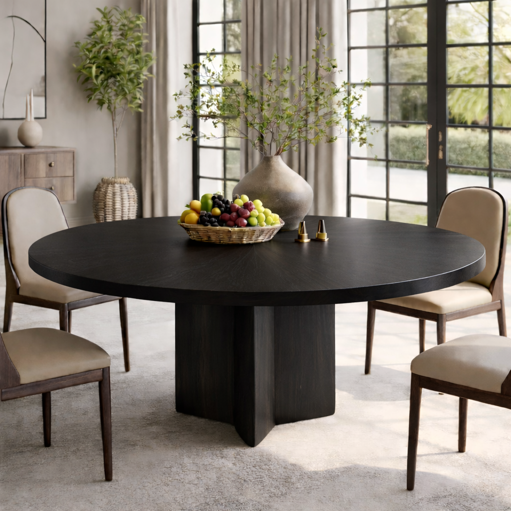Luxury Solid Wood Round Dining Table for Elegant Interiors