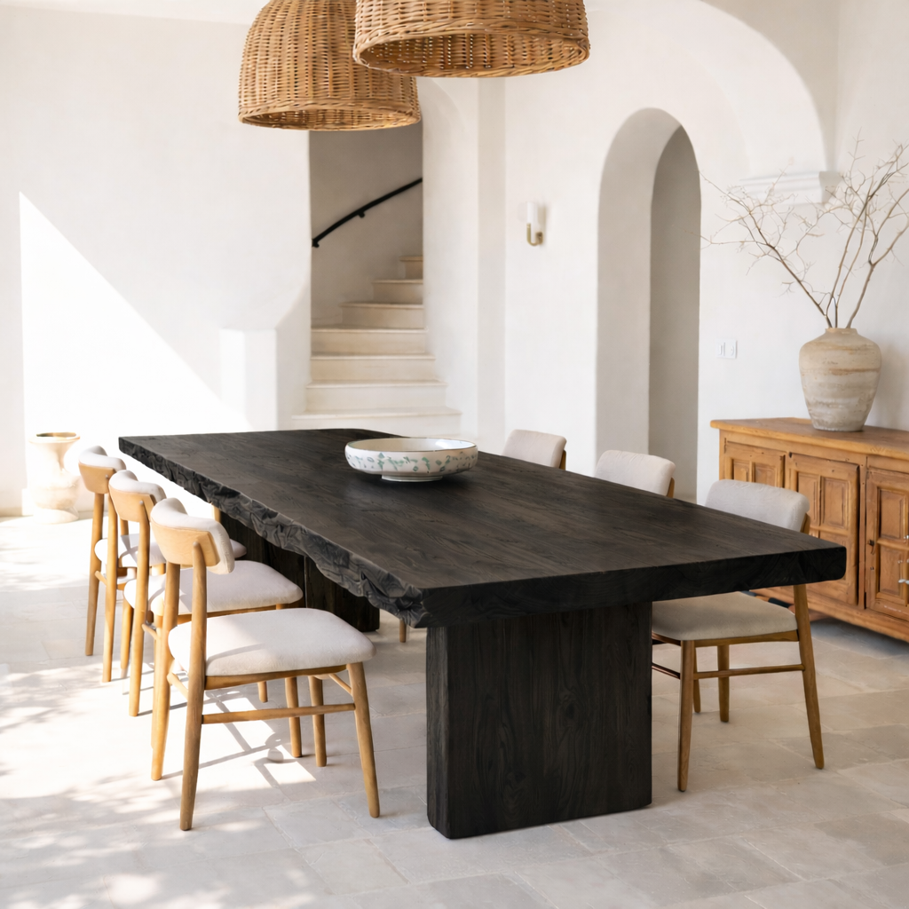 Solid Wood Live Edge Dining Table Handmade Rustic Design