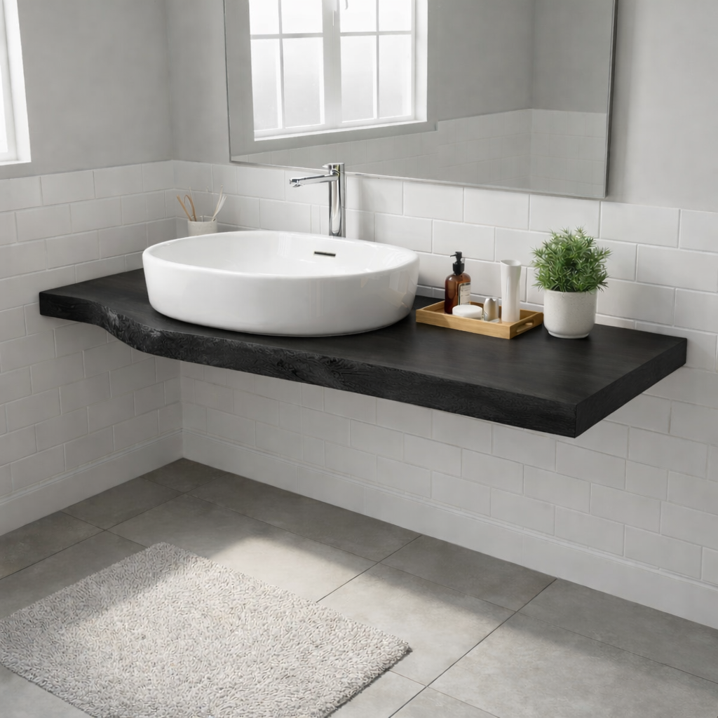 Floating Live Edge Walnut Bathroom Vanity Top for Morden Bathrooms