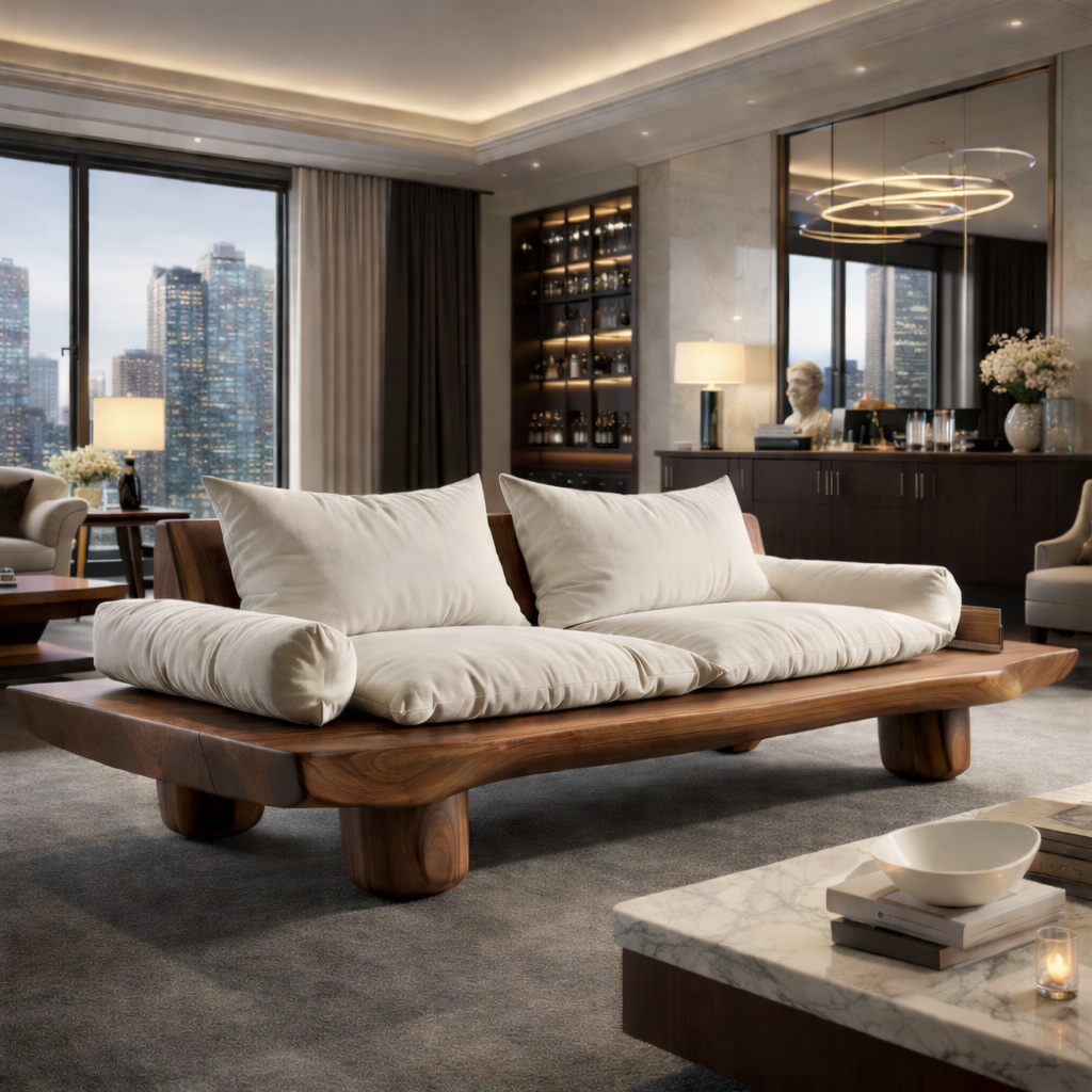 Solid Wood Platform Sofa Organic Modern Design