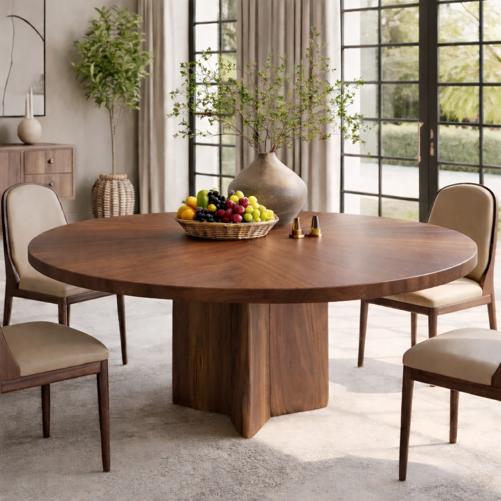 Luxury Solid Wood Round Dining Table for Elegant Interiors