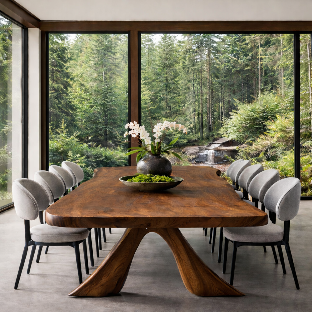 Solid Wood Sculptural Dining Table Organic Modern Design