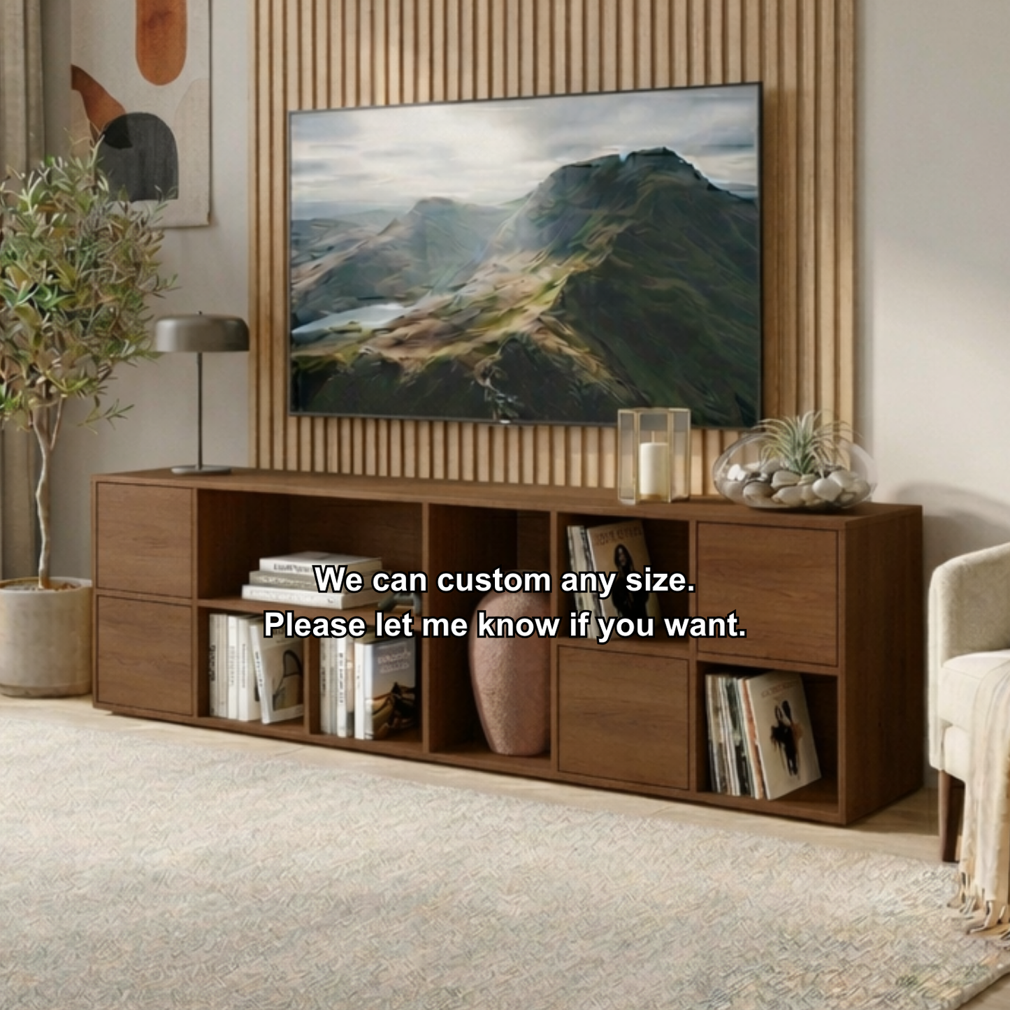 Solid Wood TV Stand with Open Shelves and Drawers – Modern Minimalist Media Console Kitchnce