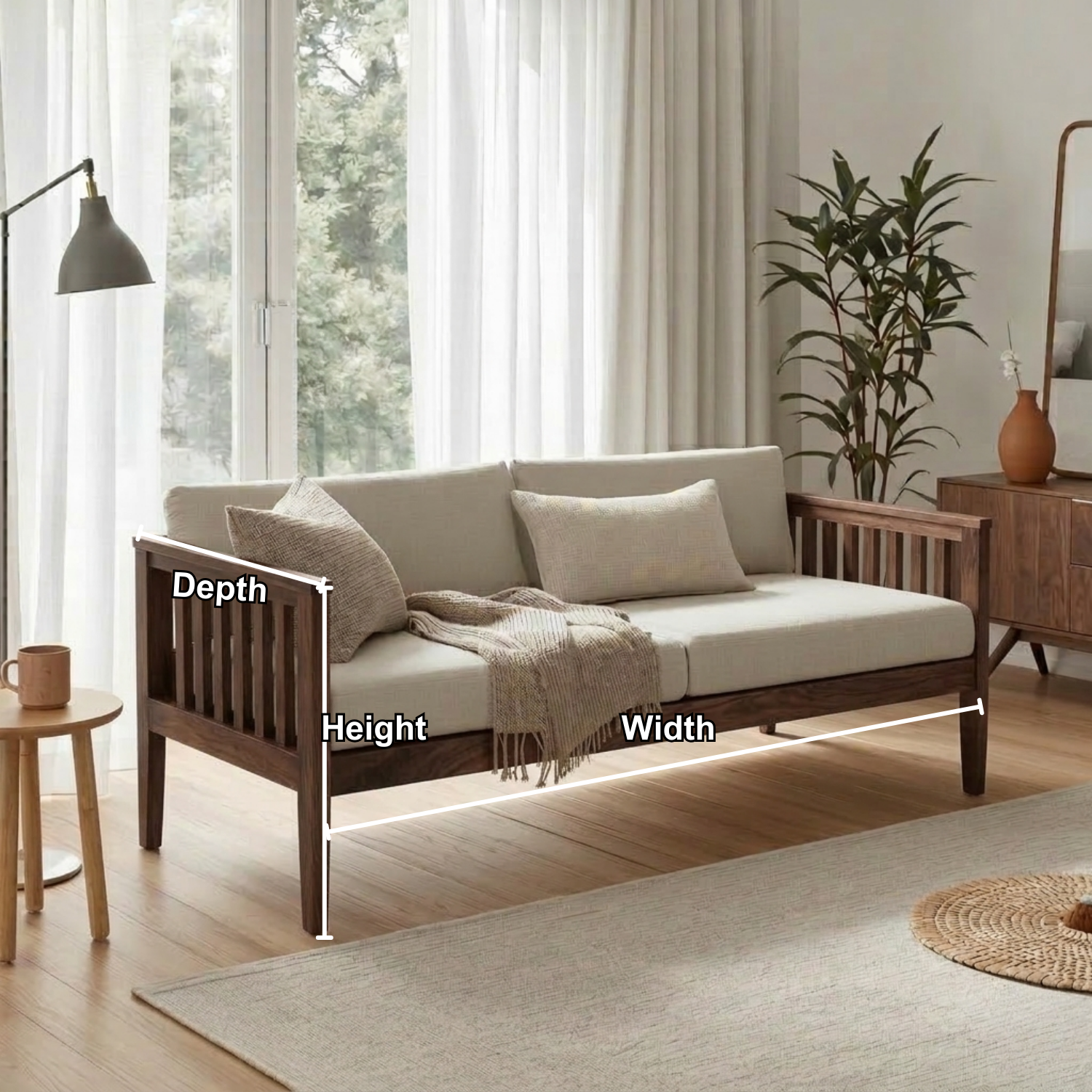 Handcrafted Solid Wood Slat Daybed Frame - Mission Style Sofa Bed