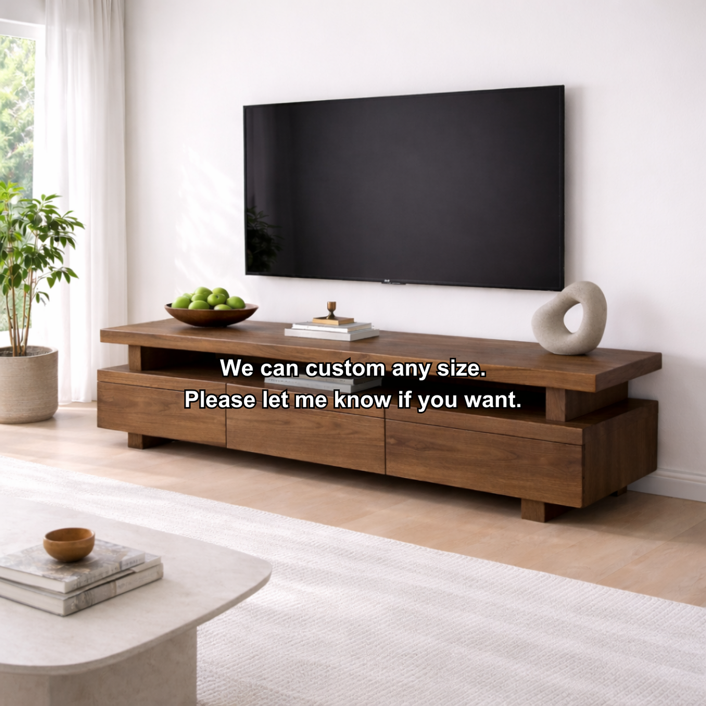 Solid Wood TV Stand with Storage and Modern Design Kitchnce