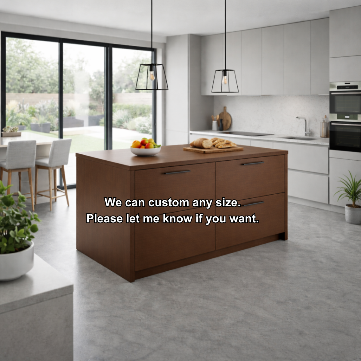 Solid Wood Kitchen Island with 4 Drawers – Modern Storage Prep Table Kitchnce