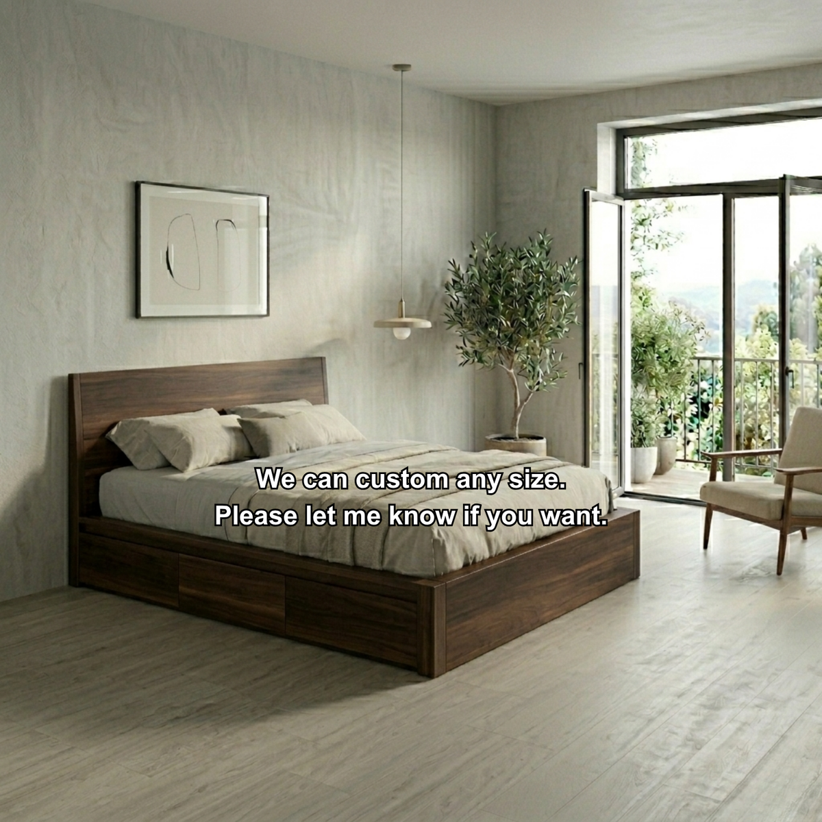 Solid Wood Storage Bed Frame with Side Drawers and Platform Design
