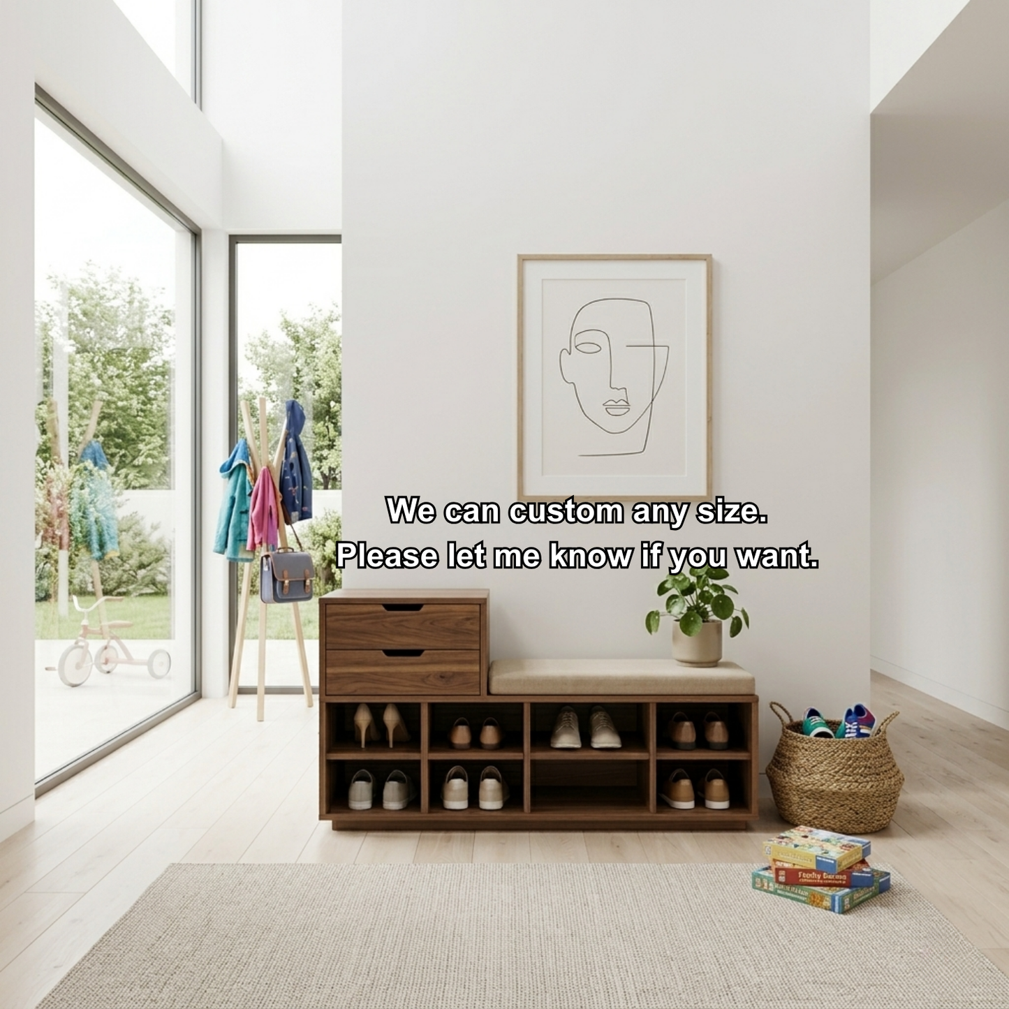 Solid Wood Shoe Storage Bench with Drawers & Cubby Shelves – Entryway Shoe Bench