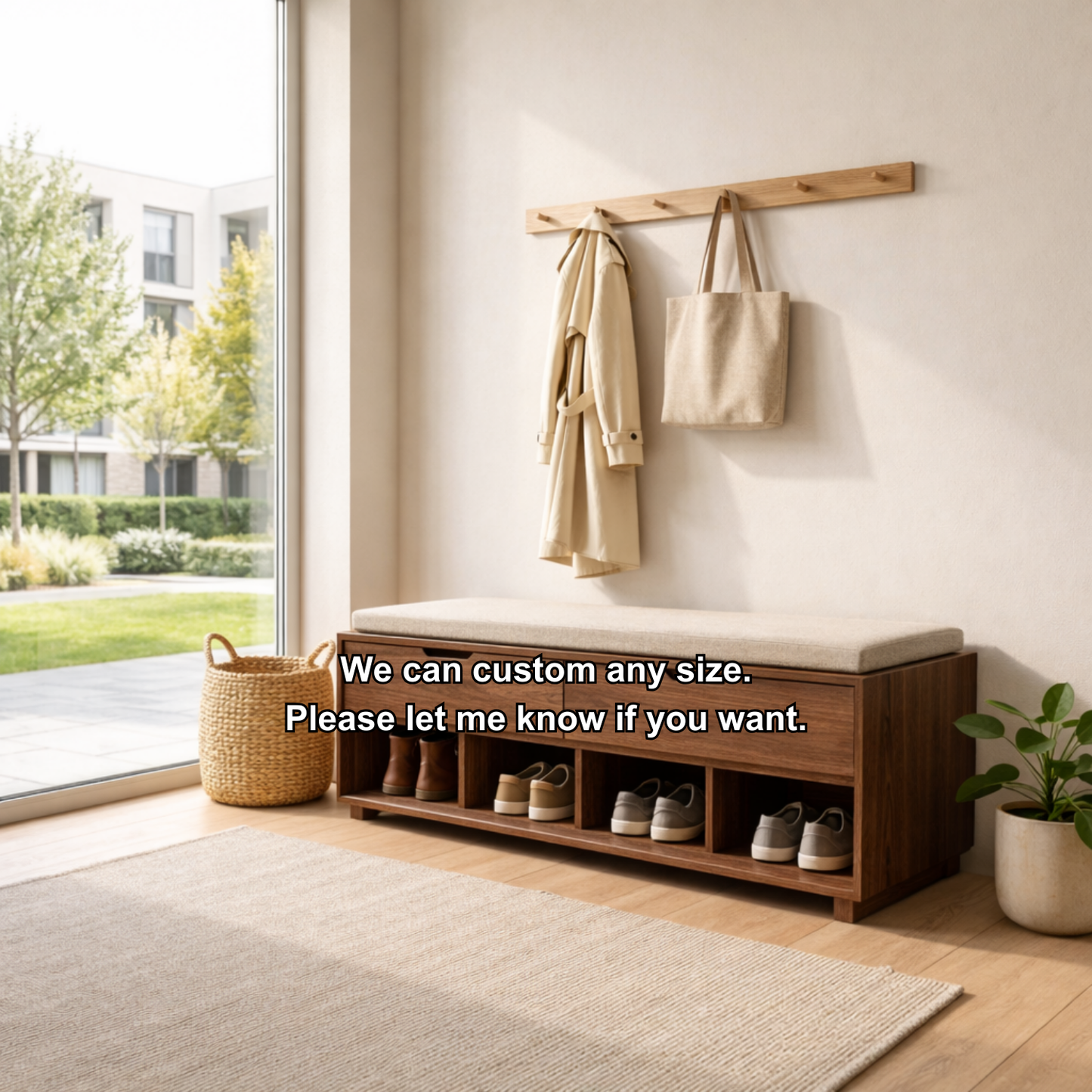 Solid Wood Shoe Storage Bench with Drawers & Open Shelves – Entryway Shoe Bench