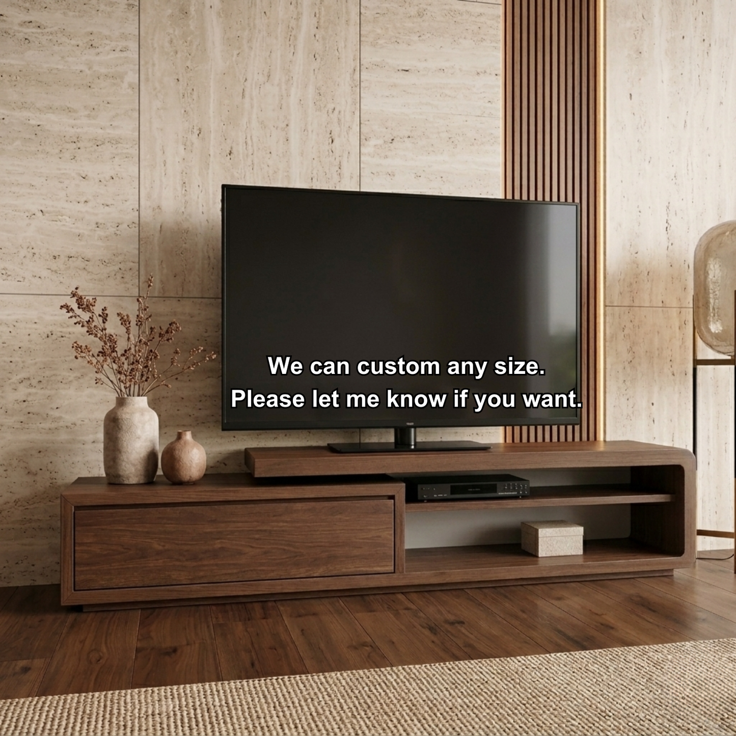 Solid Wood Low Profile TV Stand with Drawer and Open Shelf – Modern Media Console Kitchnce