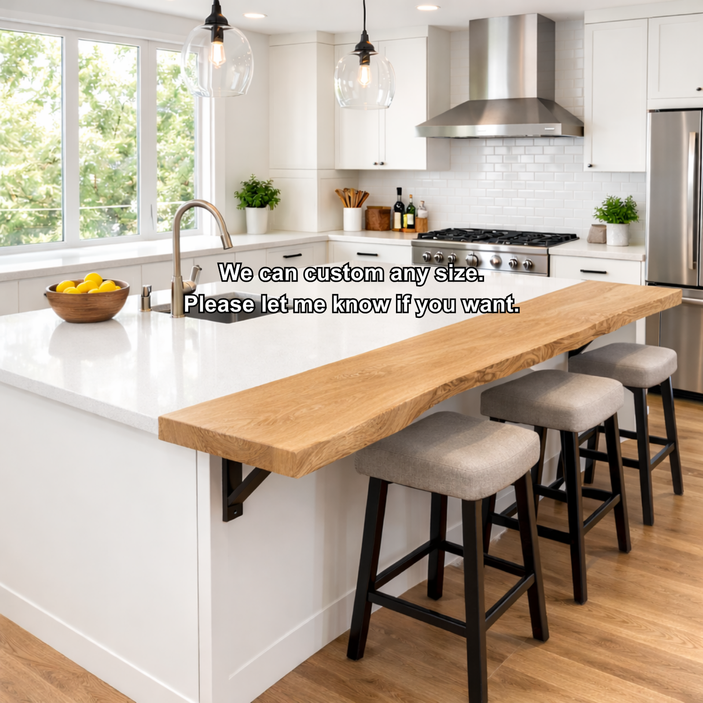 Solid Wood Kitchen Countertop Overhang – Live Edge Bar Top for Kitchen Island Kitchnce