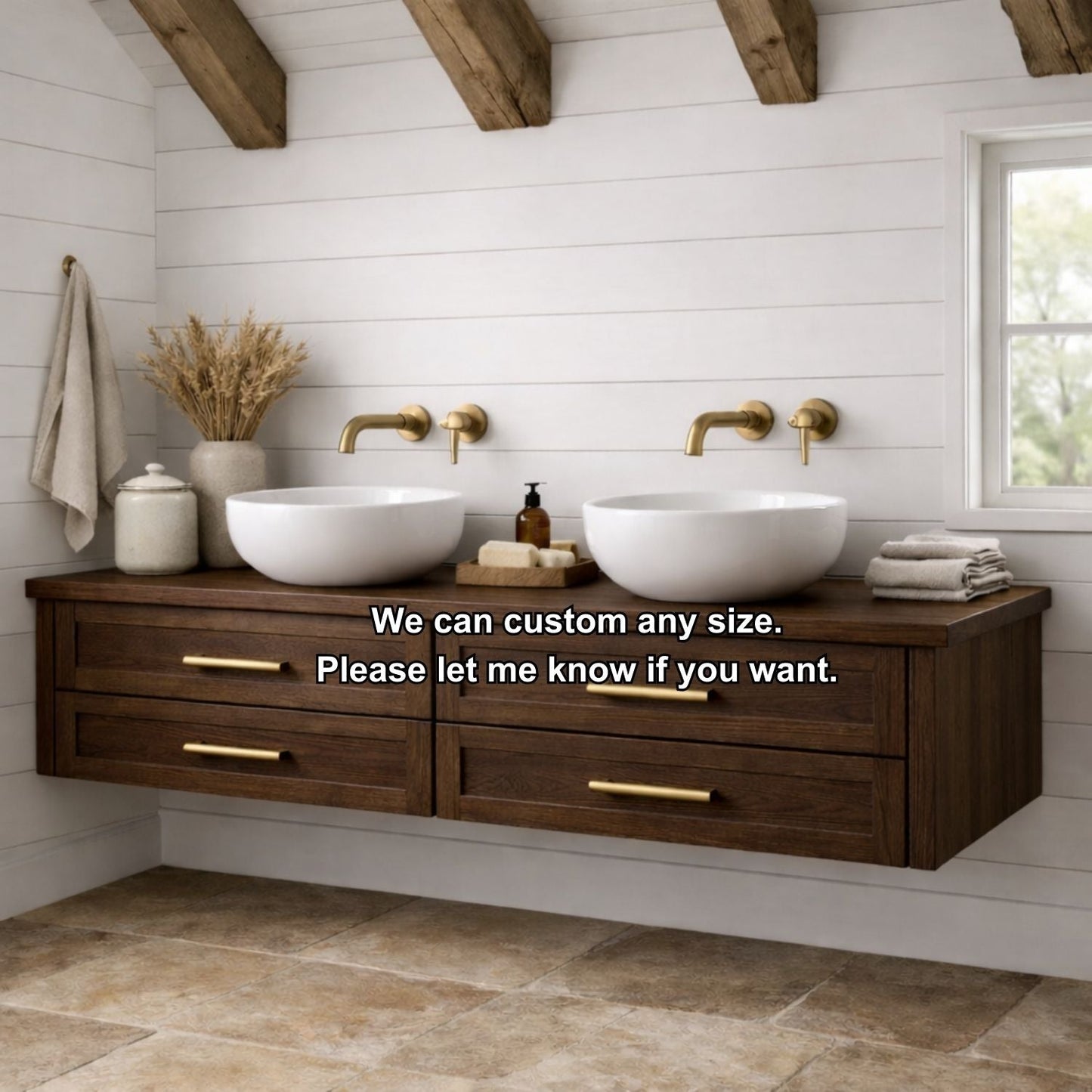 Handcrafted Solid Wood Floating Bathroom Vanity with Storage – Modern Wooden Design Kitchnce