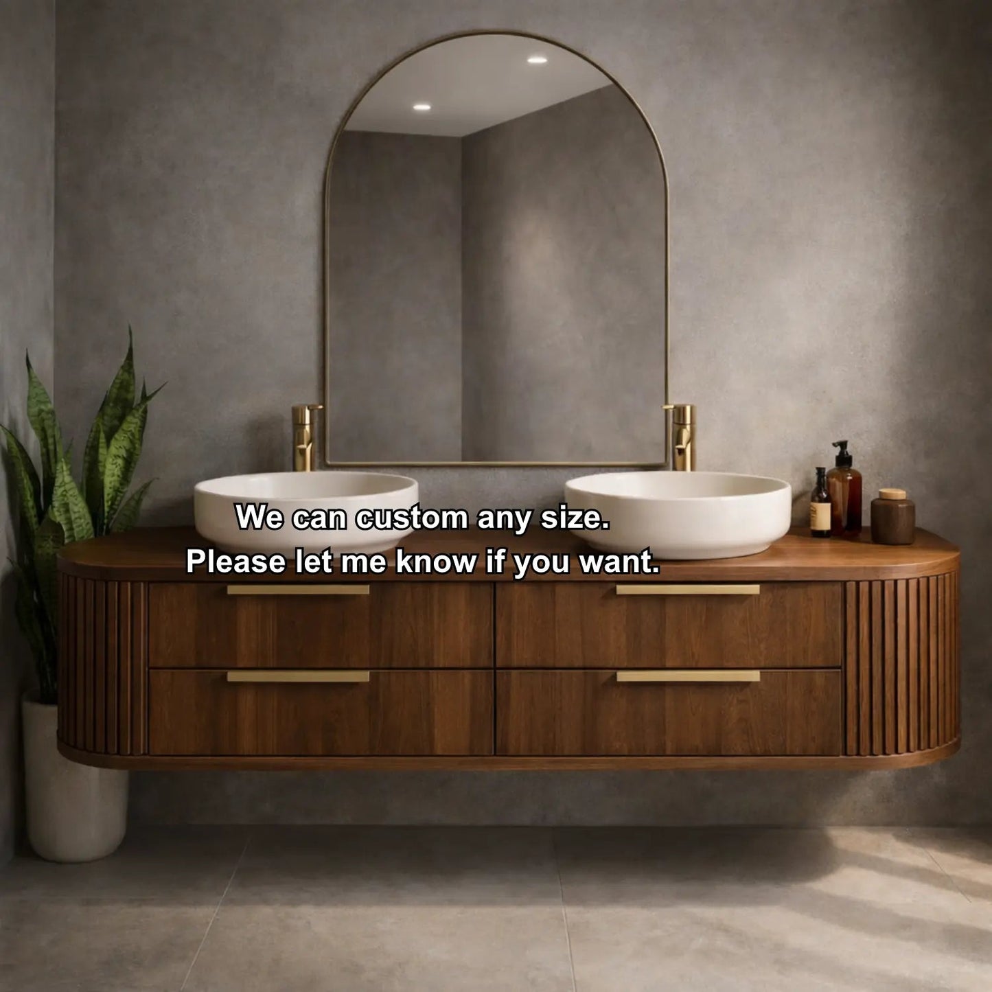 Floating Bathroom Vanity with Fluted Side Panels and Four Drawer Storage Design Kitchnce