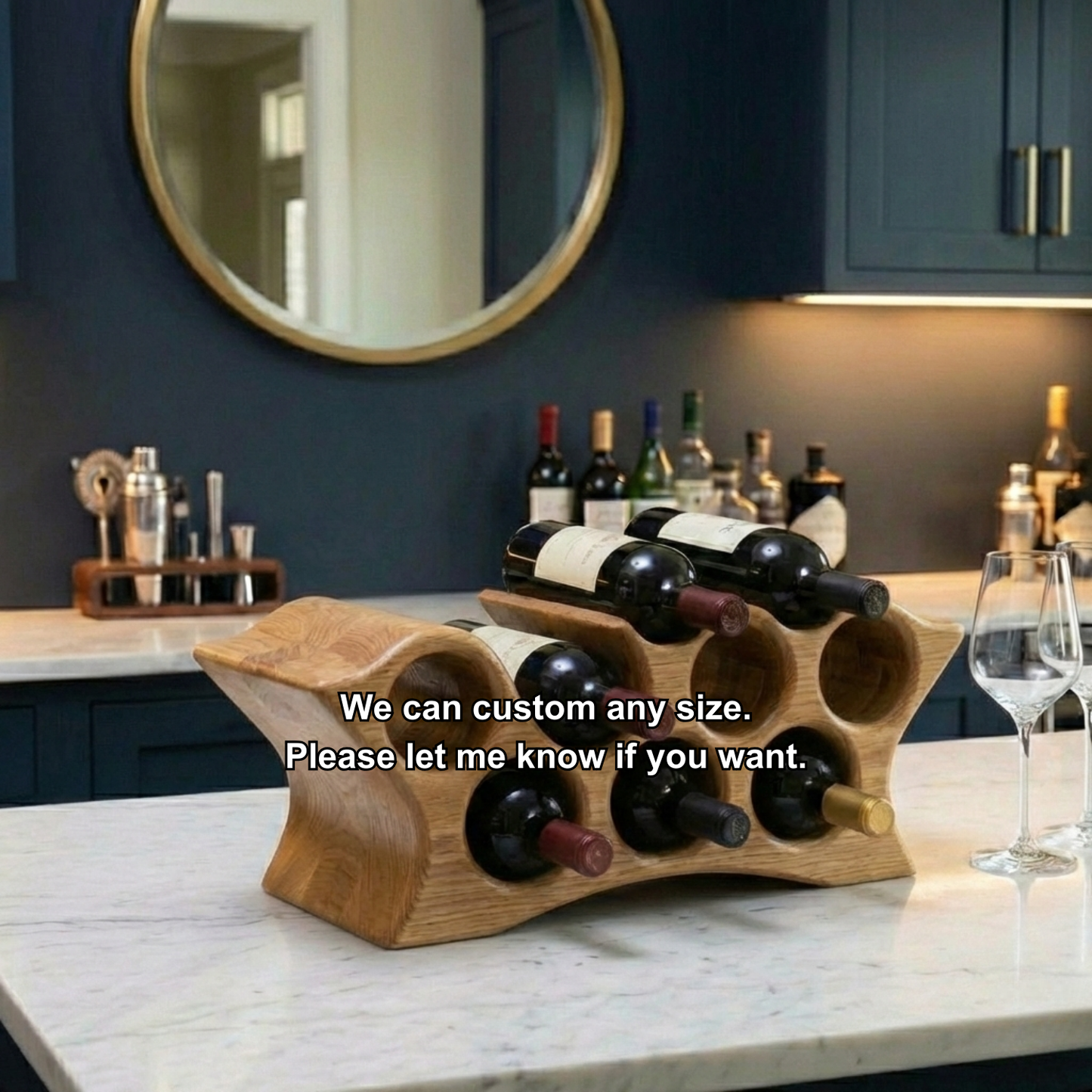 Handcrafted Solid Wood Wine Holder – Modern Countertop Wine Rack