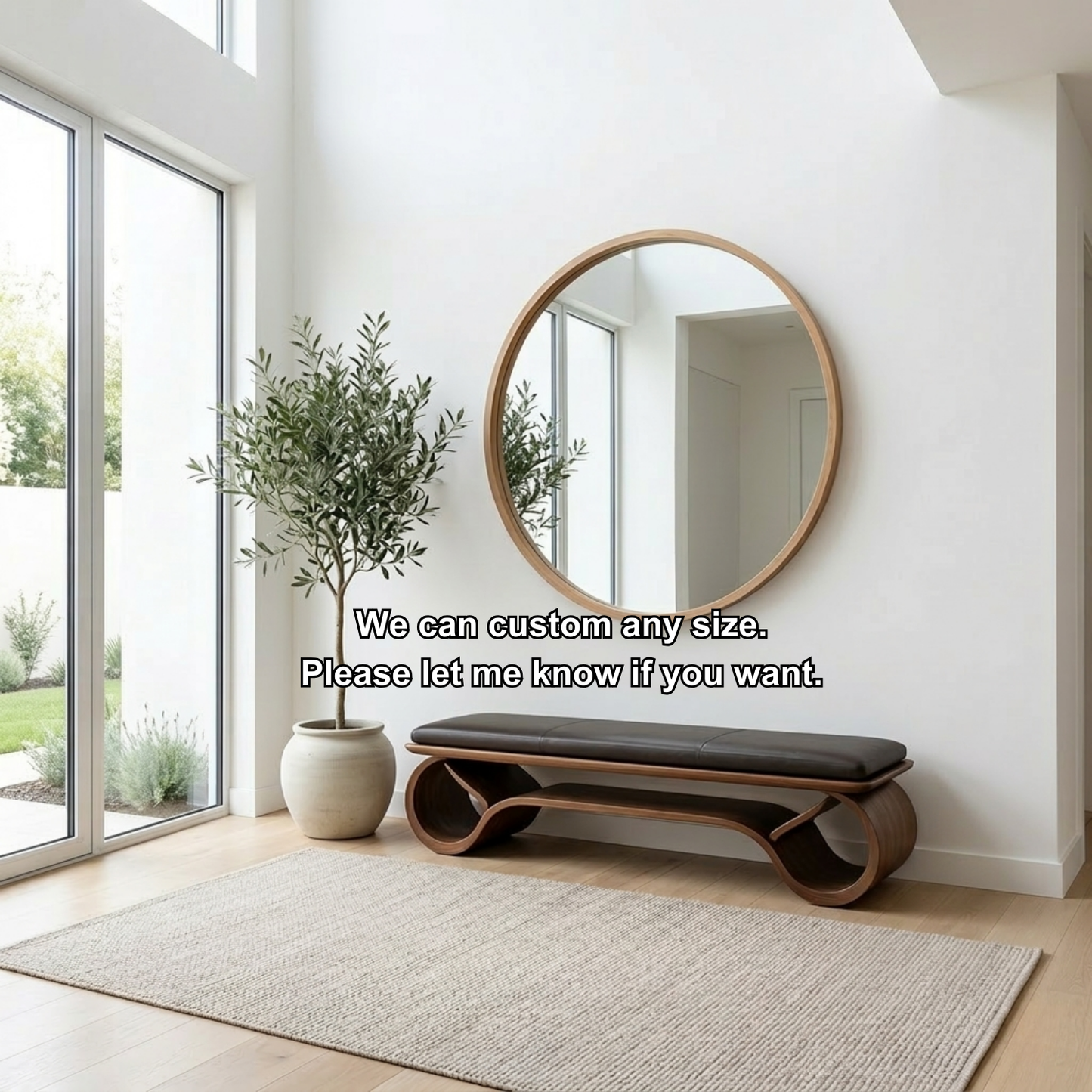 Wave Curve Solid Wood Entryway Bench with Sculptural Base – Modern Organic Style