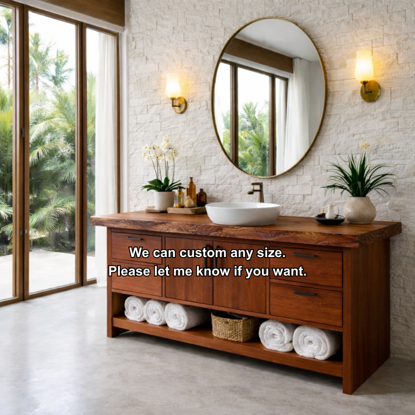 Solid Wood Bathroom Vanity with Drawers, Double Doors and Open Shelf