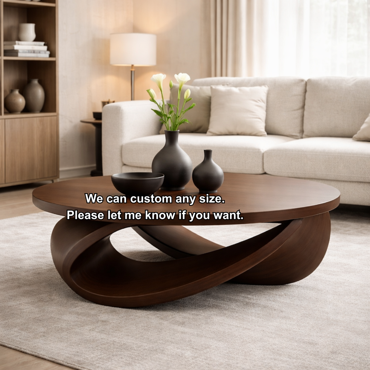Sculptural Solid Wood Coffee Table – Modern Elegant Design for Living Rooms Kitchnce