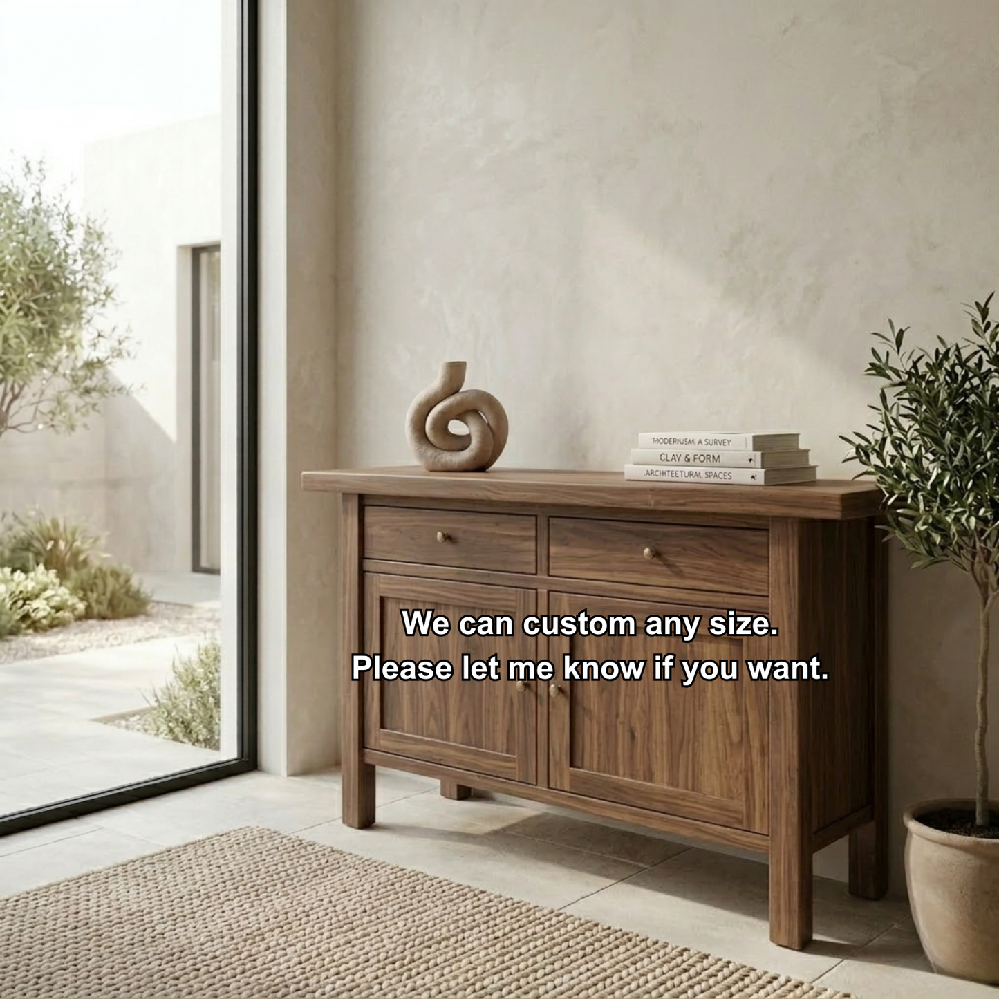 Solid Wood Console Table with Drawers and Cabinet – Classic Modern Entryway Sideboard