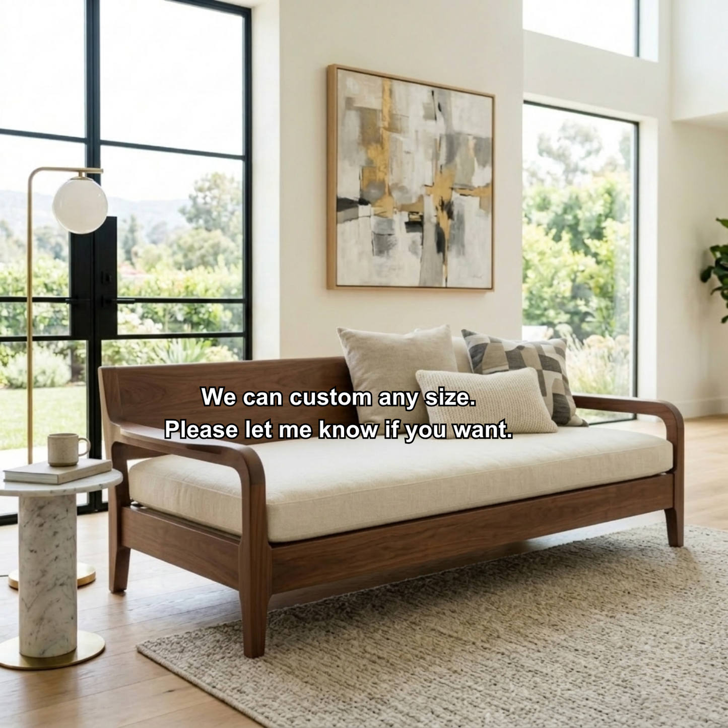 Handcrafted Solid Wood Daybed Frame - Mid-Century Modern Minimalist Sofa Bed