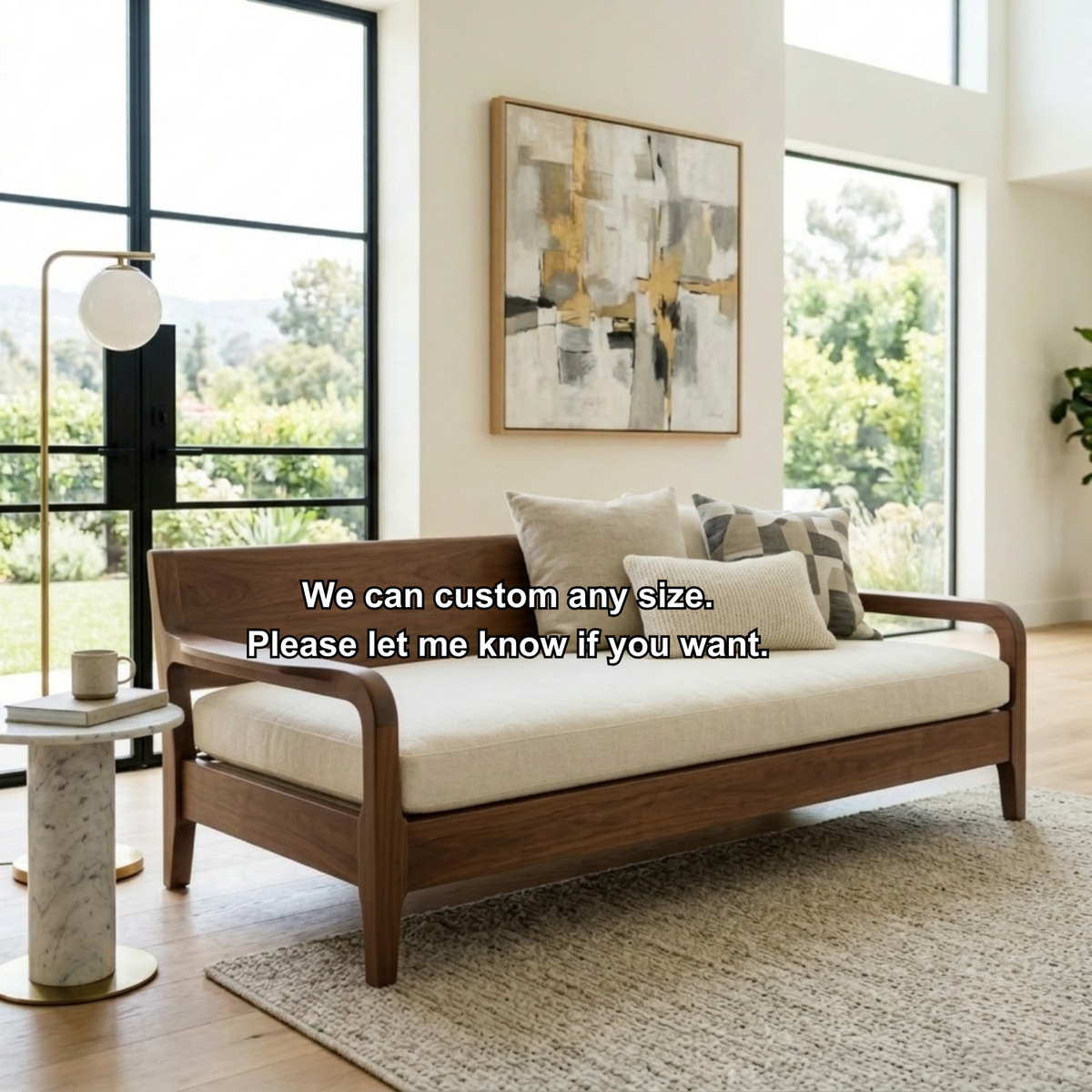 Handcrafted Solid Wood Daybed Frame - Mid-Century Modern Minimalist Sofa Bed