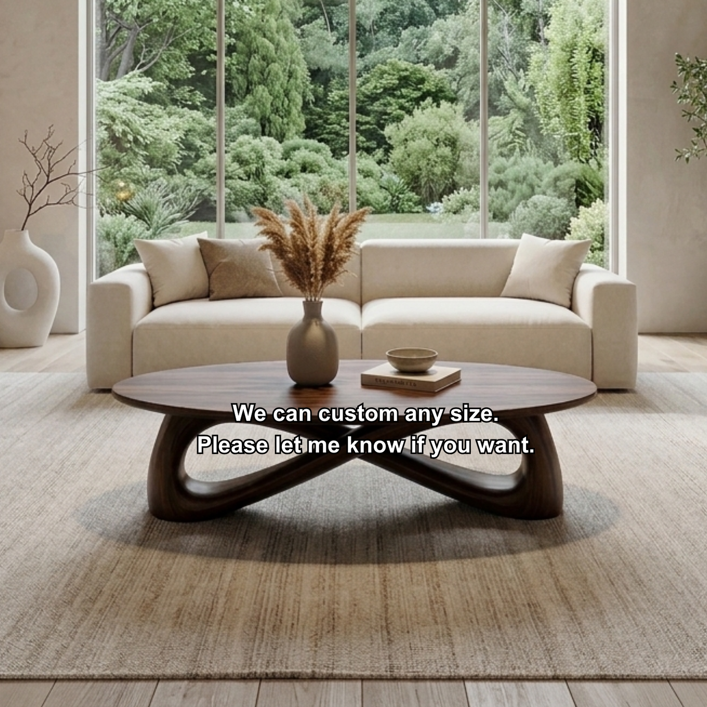 Solid Wood Round Coffee Table with Sculptural Base – Modern Living Room Table Kitchnce