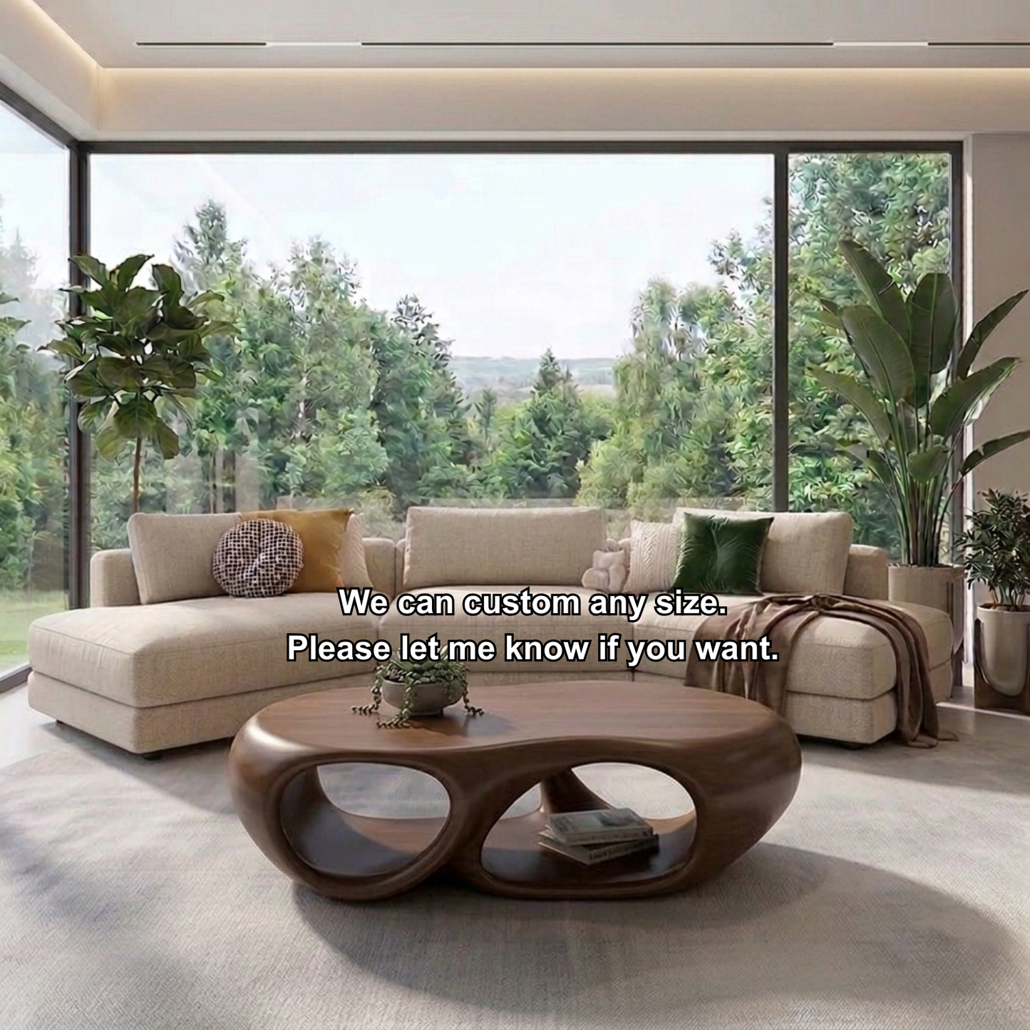 Sculptural Solid Wood Coffee Table – Modern Organic Living Room Center Table Kitchnce