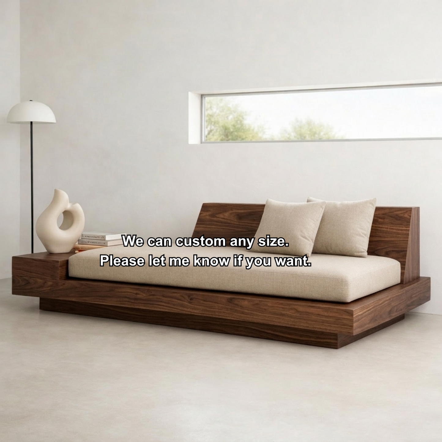 Modern Solid Wood Daybed with Minimalist Platform Base and Comfortable Backrest