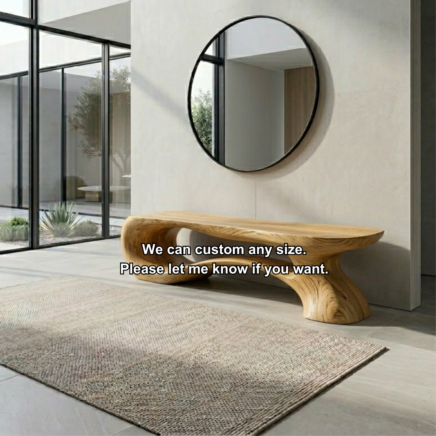 Live Edge Sculptural Solid Wood Entryway Bench – Organic Modern Statement Piece