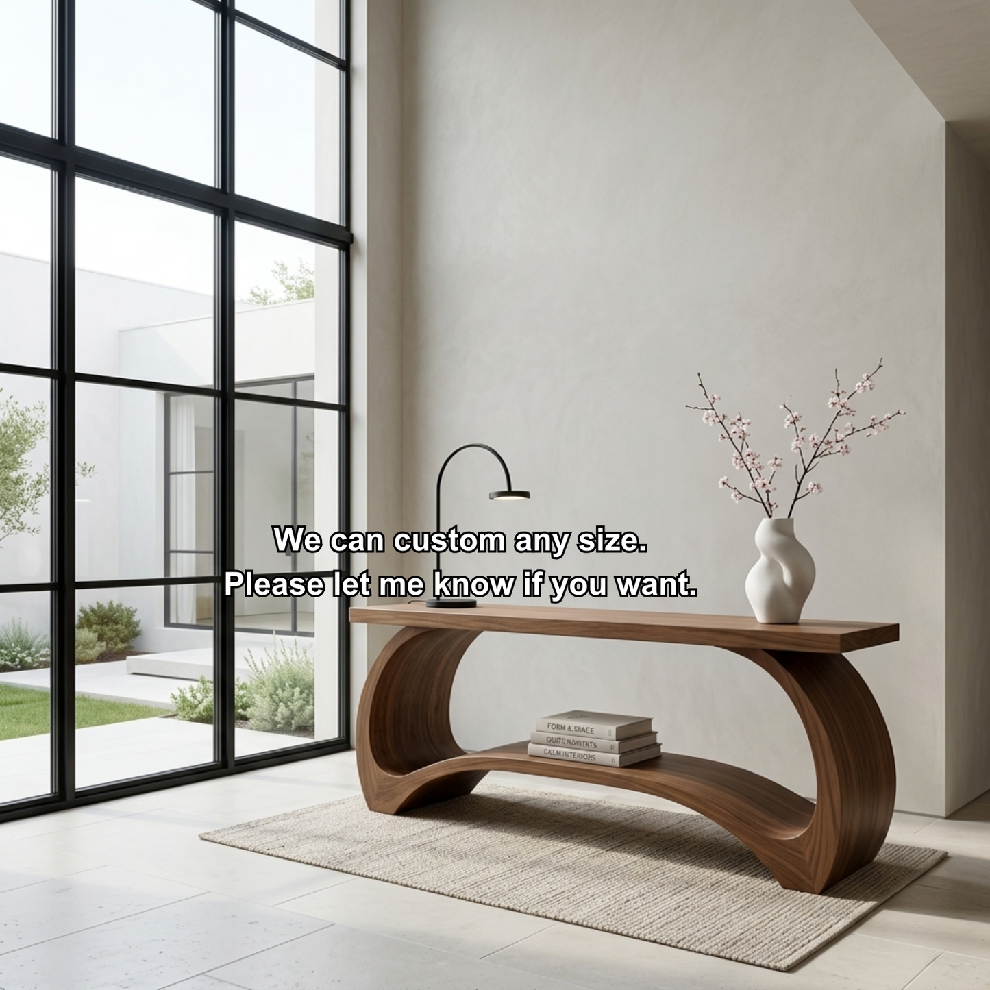 Sculptural Solid Wood Console Table with Curved Base – Modern Statement Entryway Table