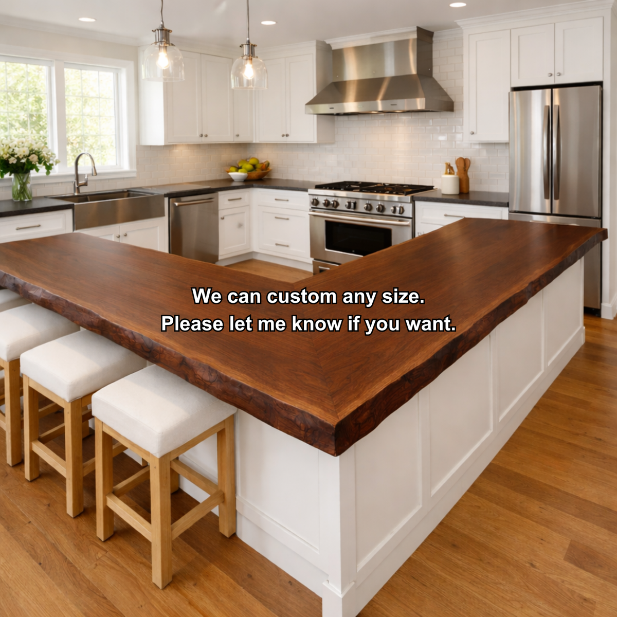 Solid Wood Live Edge Kitchen Countertop – L-Shaped Island Bar Top Kitchnce
