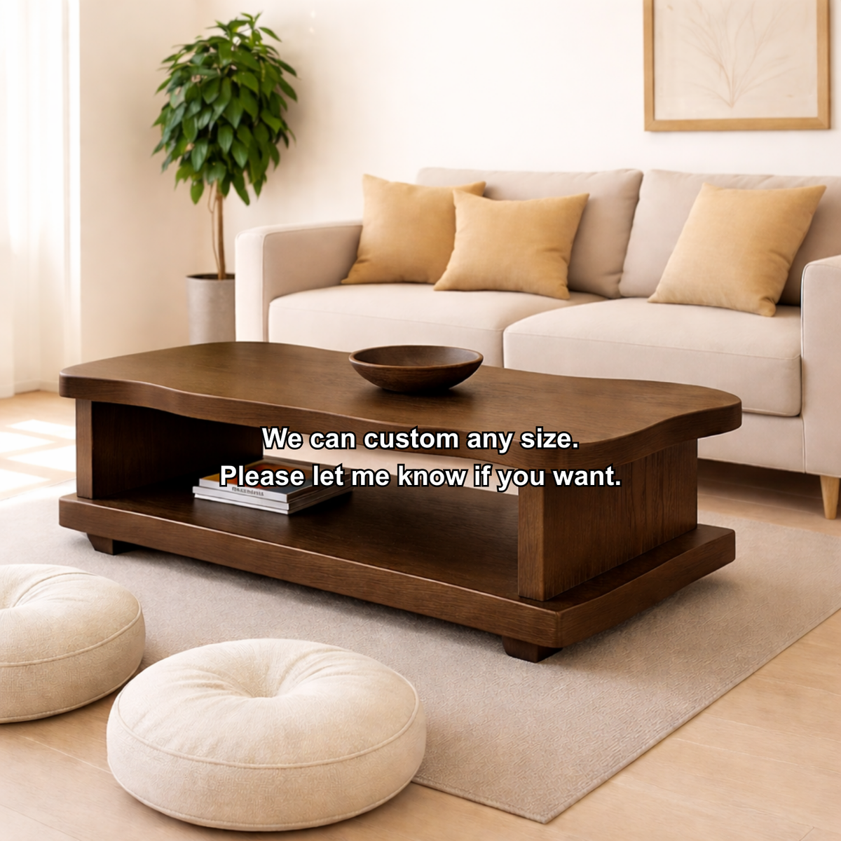 Solid Wood Coffee Table with Open Shelf – Modern Living Room Center Table