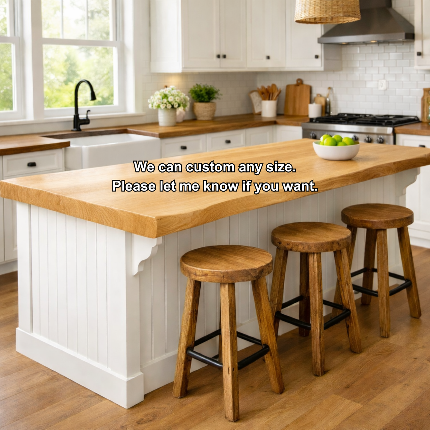 Solid Wood Kitchen Countertop – Thick Island Bar Top for Farmhouse Kitchen Kitchnce