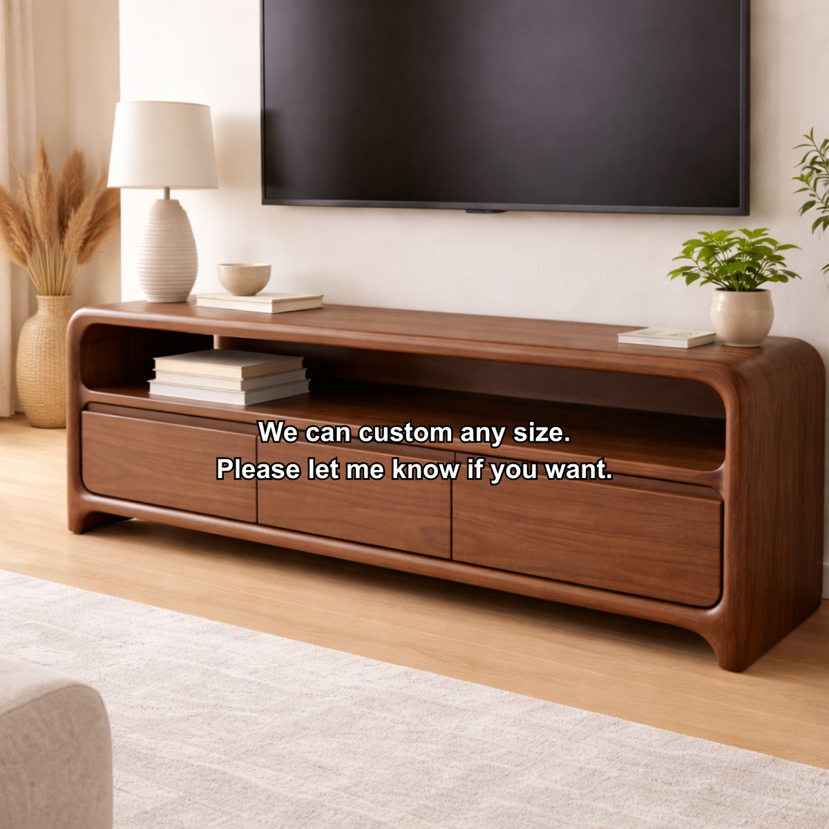 Solid Wood TV Stand with Sleek Design and Storage Drawers Kitchnce