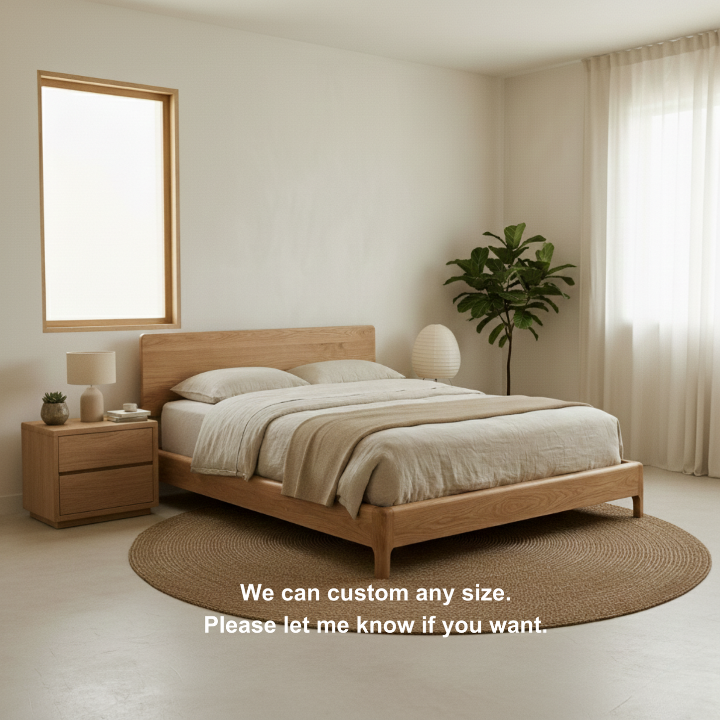 Handcrafted Solid Wood Japandi Bed Frame with Minimalist Low Profile Design Kitchnce