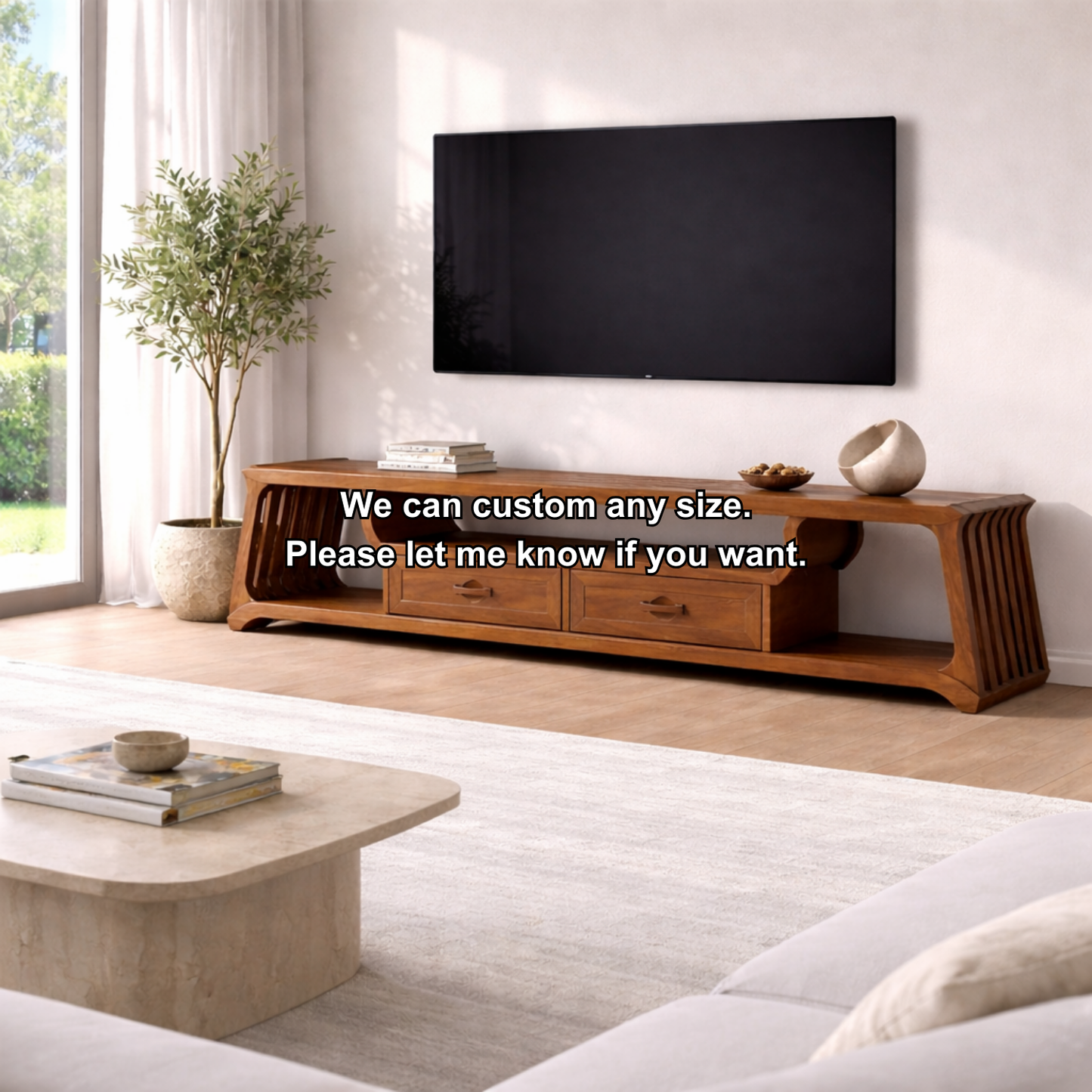 Modern Solid Wood TV Stand with Storage – Stylish & Functional TV Console Kitchnce