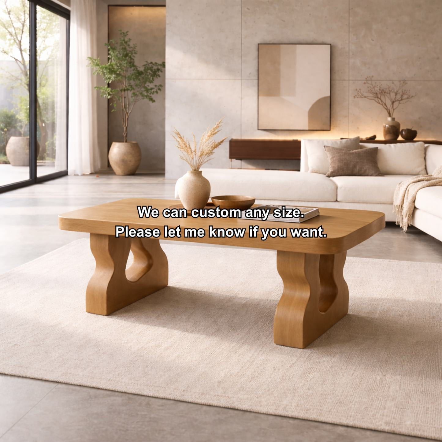 Solid Wood Coffee Table with Sculptural Legs – Modern Living Room Center Table Kitchnce