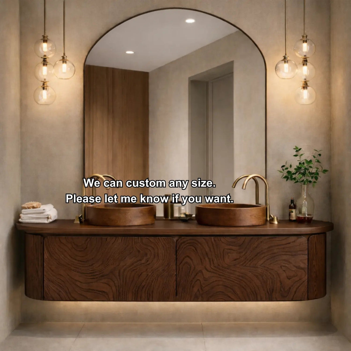 Floating Bathroom Vanity with Carved Wood Front and Rounded Edge Cabinet Design Kitchnce