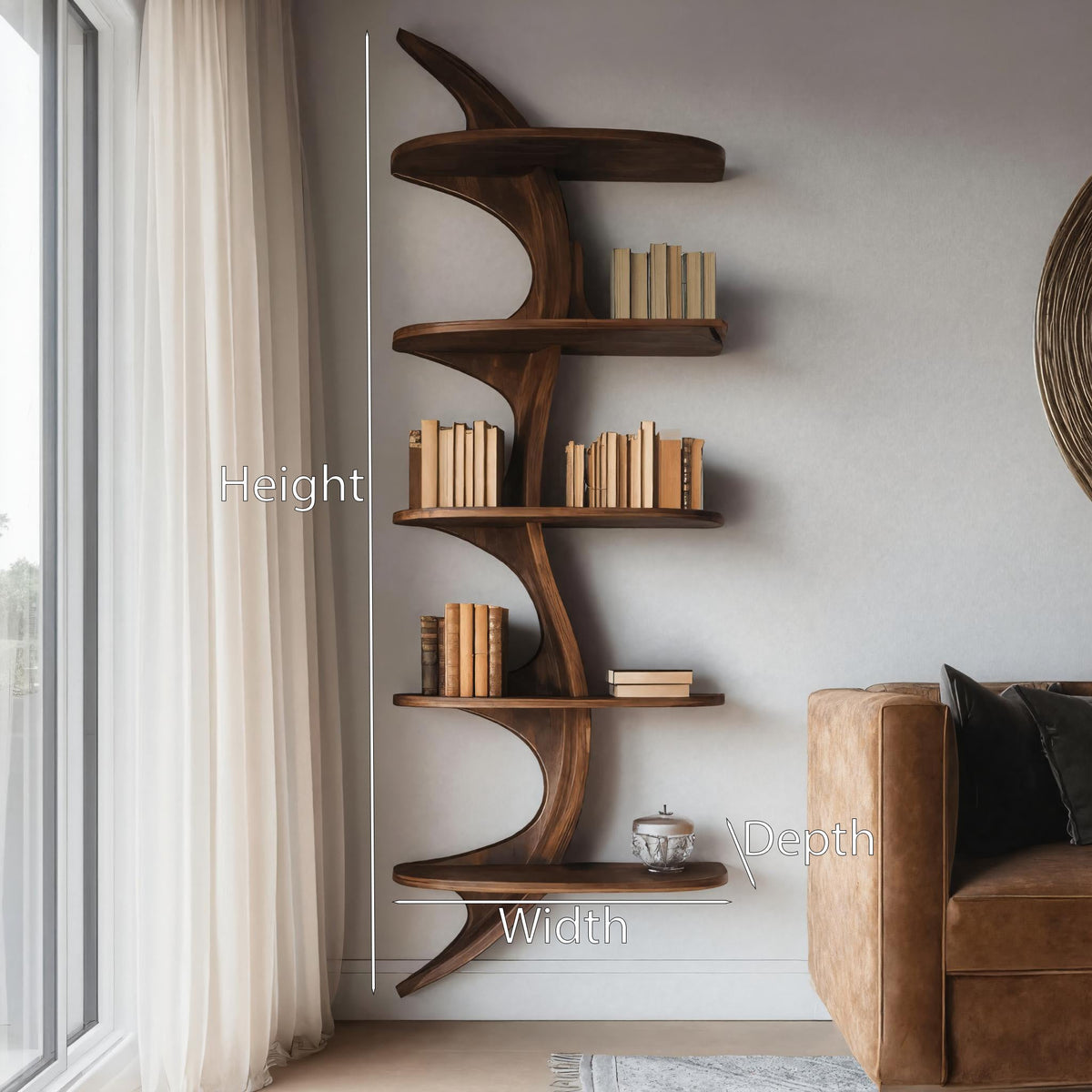 Organic Wall Bookshelf For Living Room Or Bedroom Kitchnce