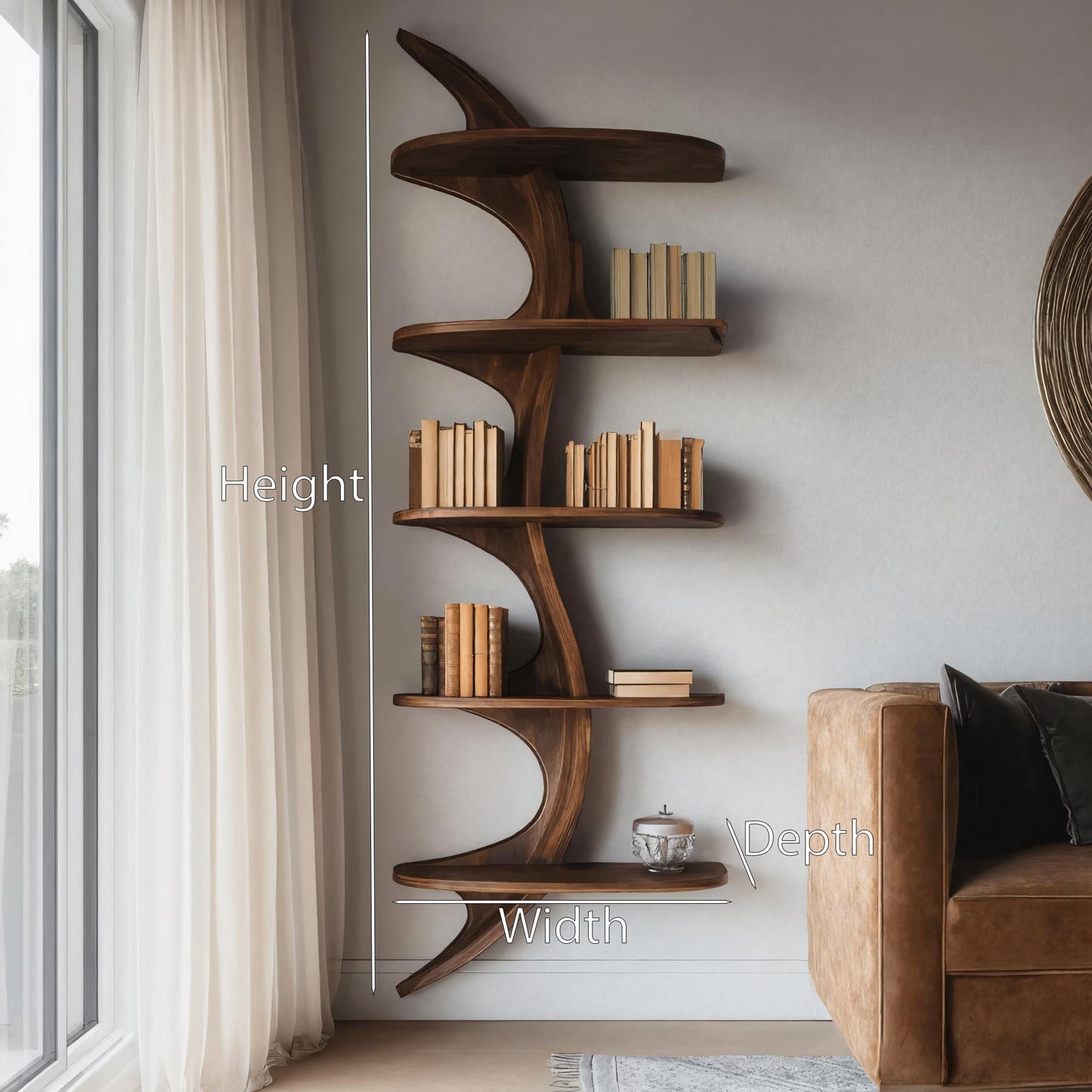 Organic Wall Bookshelf For Living Room Or Bedroom Kitchnce