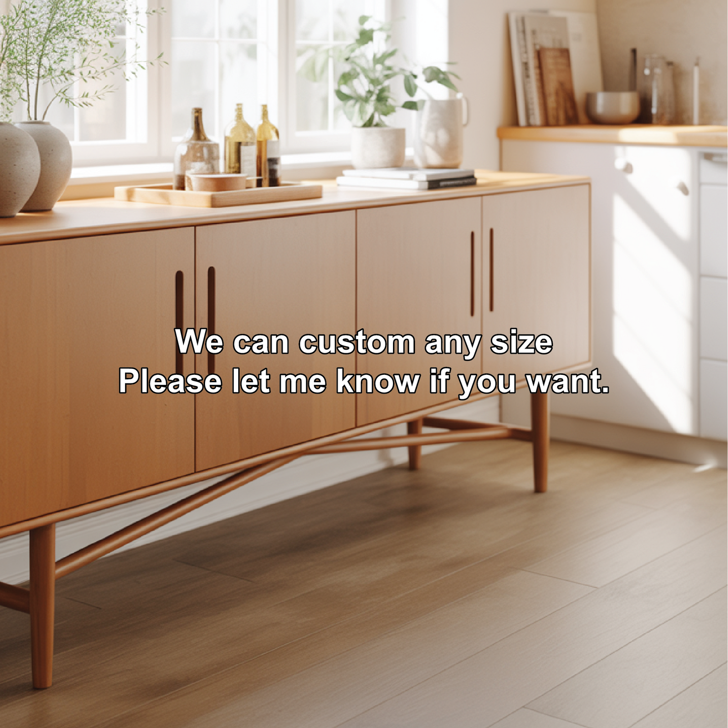 Handcrafted Solid Wood Dining Storage Sideboard with Clean Modern Lines and Four Cabinet Doors Kitchnce