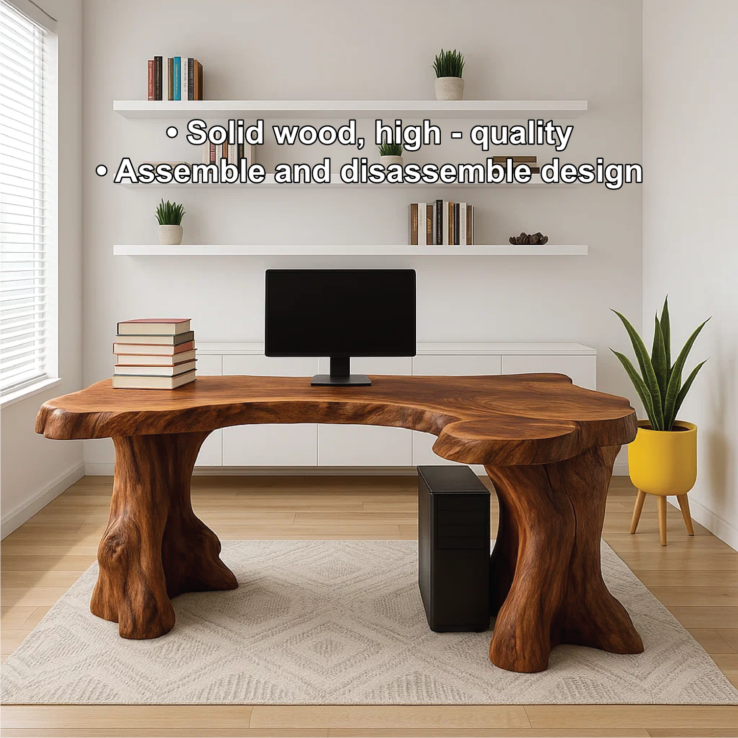 Live Edge Office Desk Unique Organic Shape Writing Computer Desk Statement Furniture