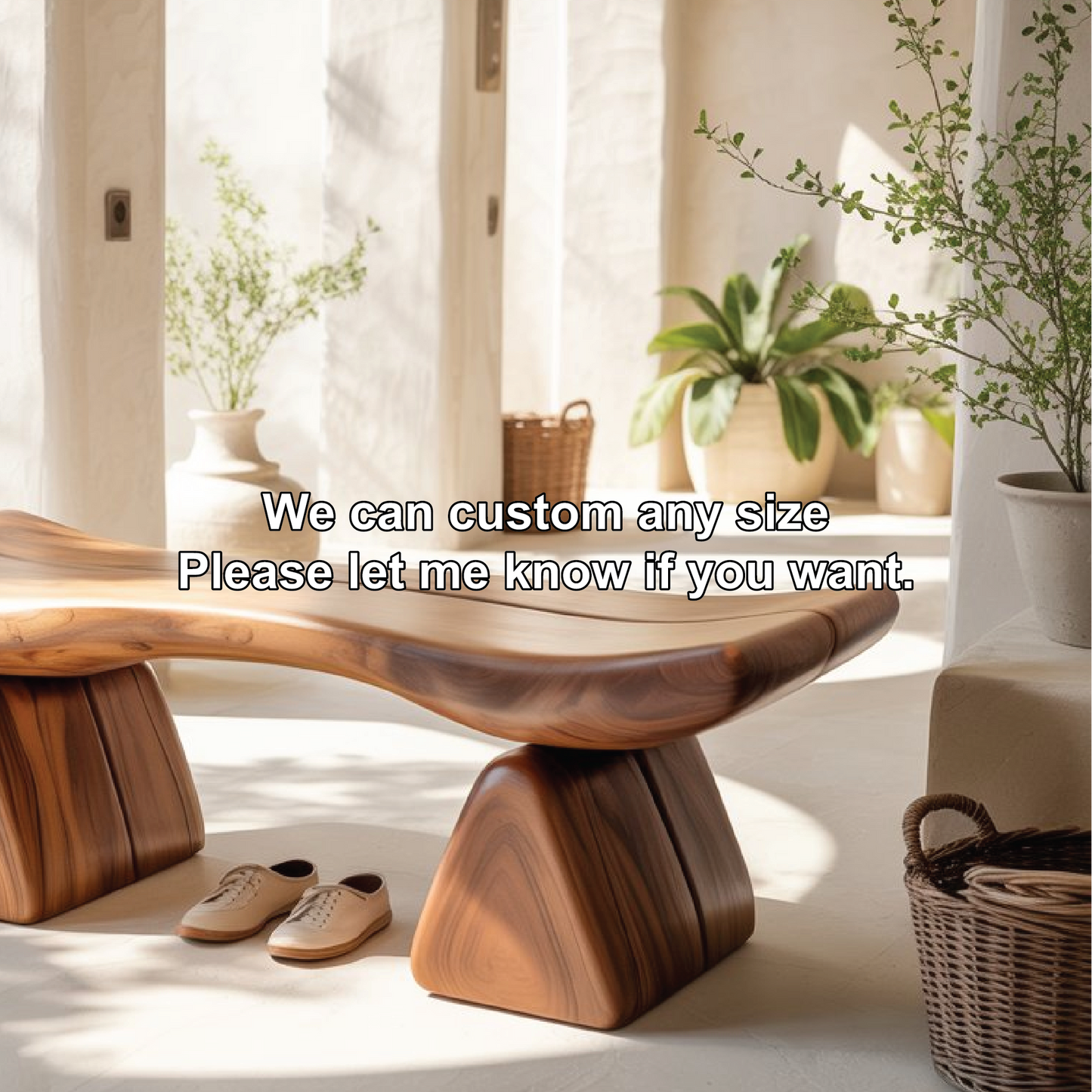Handcrafted Solid Wood Entryway Bench with Sculpted Organic Form for Modern Minimalist Spaces Kitchnce