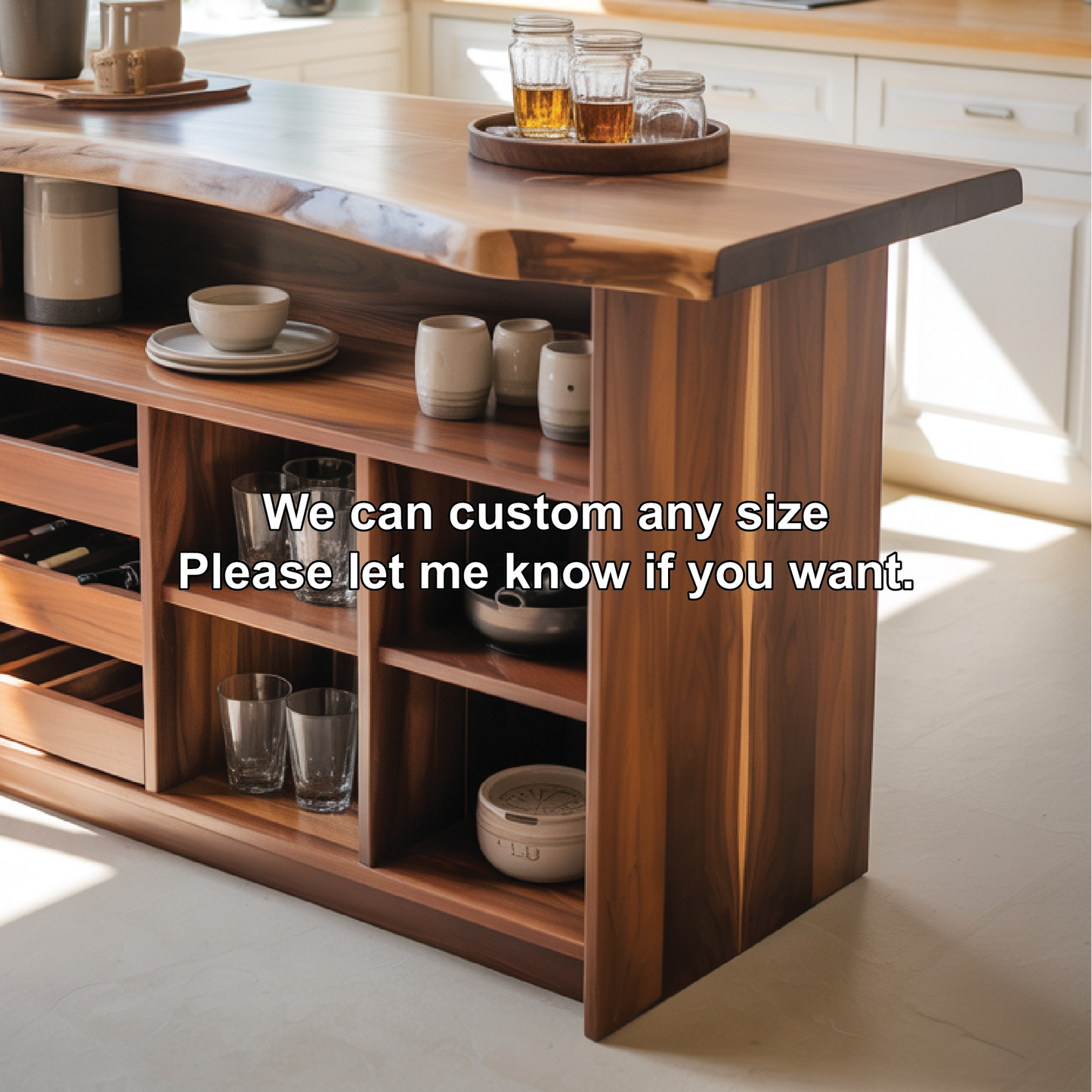 Handcrafted Solid Wood Dining Wine Cabinet with Open Shelves and Bottle Storage for Modern Kitchens Kitchnce