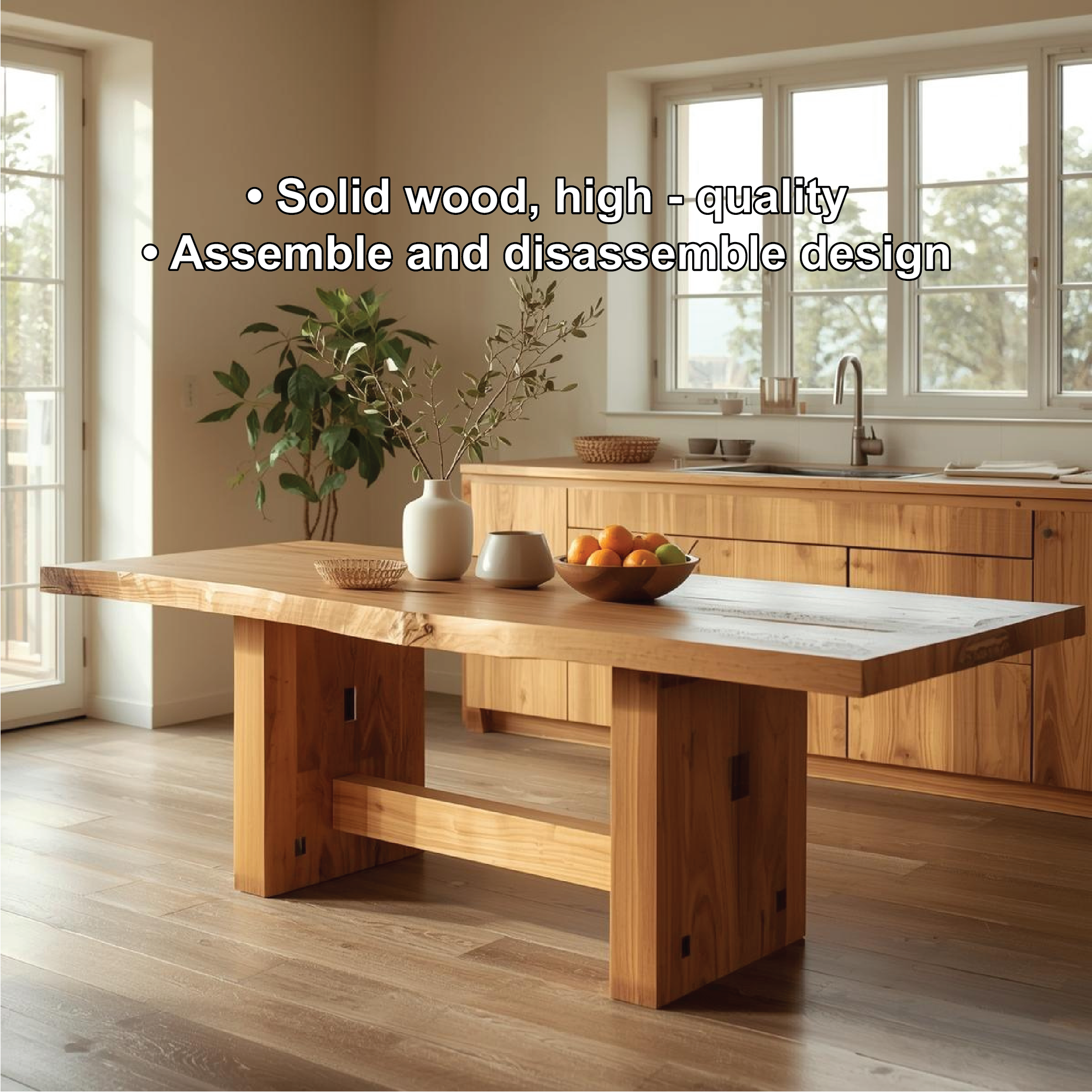 Modern Trestle Dining Table for Kitchen Dining Room Large Minimalist Dining Furniture