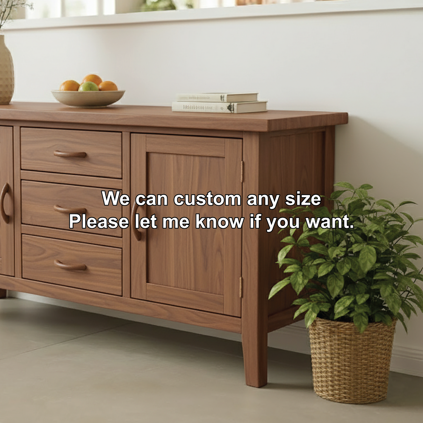 Handcrafted Solid Wood Dining Storage Cabinet with Center Drawers and Side Doors for Modern Homes Kitchnce
